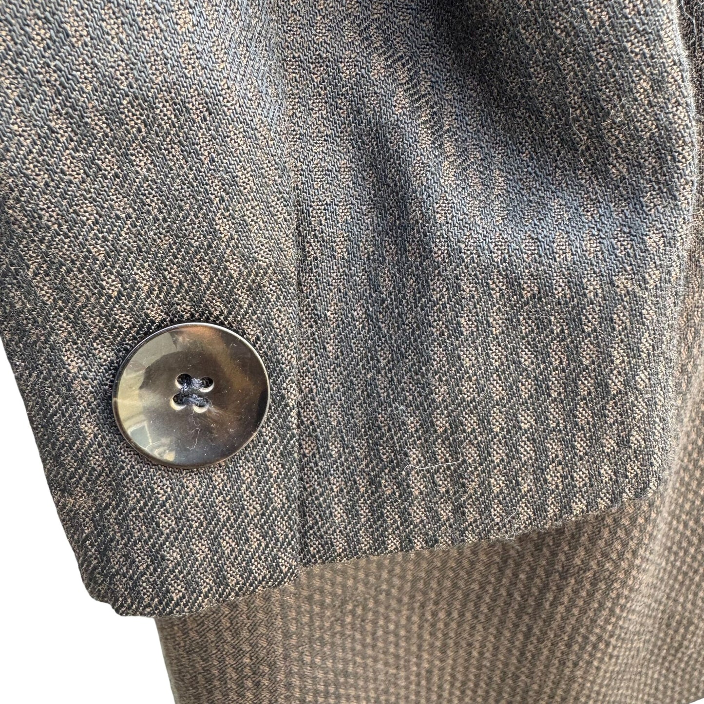 Michelle Stuart Vintage Brown Houndstooth Double-Breasted Blazer Skirt Set 2P