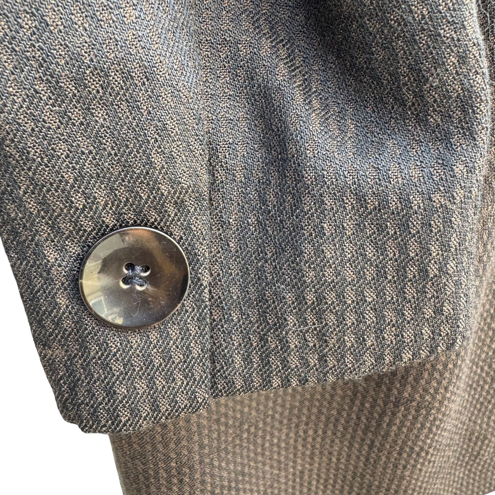 Michelle Stuart Vintage Brown Houndstooth Double-Breasted Blazer Skirt Set 2P