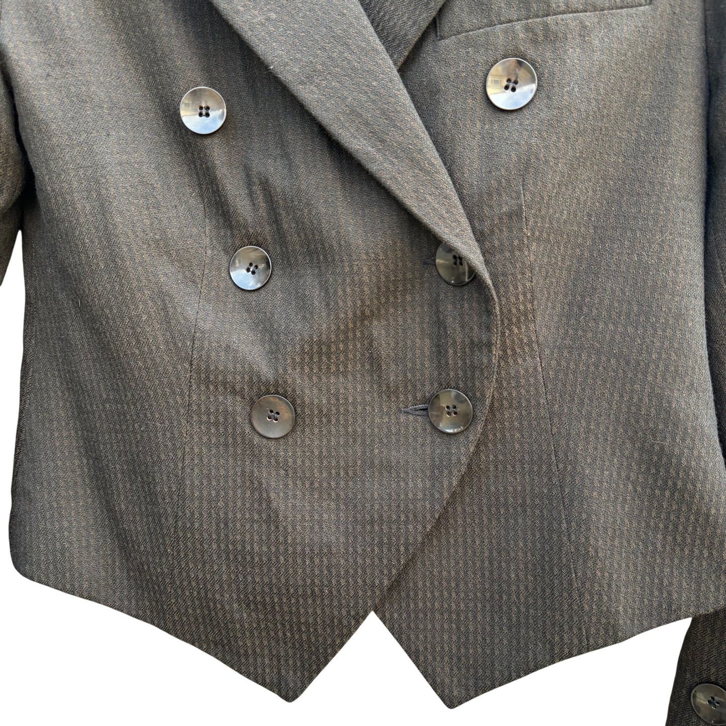 Michelle Stuart Vintage Brown Houndstooth Double-Breasted Blazer Skirt Set 2P