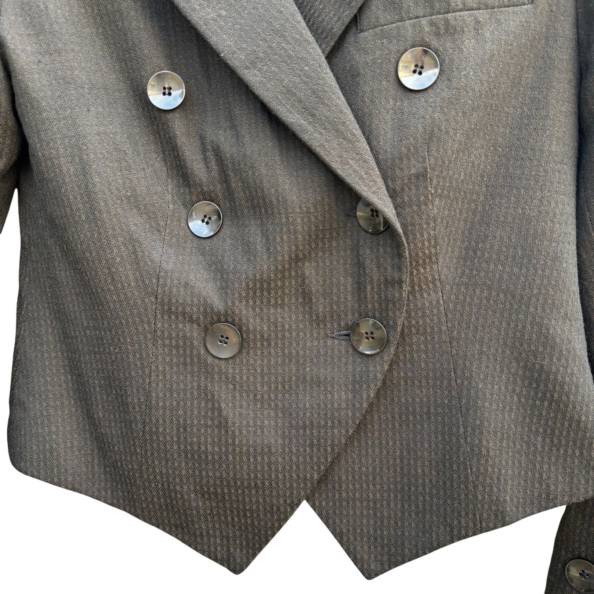 Michelle Stuart Vintage Brown Houndstooth Double-Breasted Blazer Skirt Set 2P