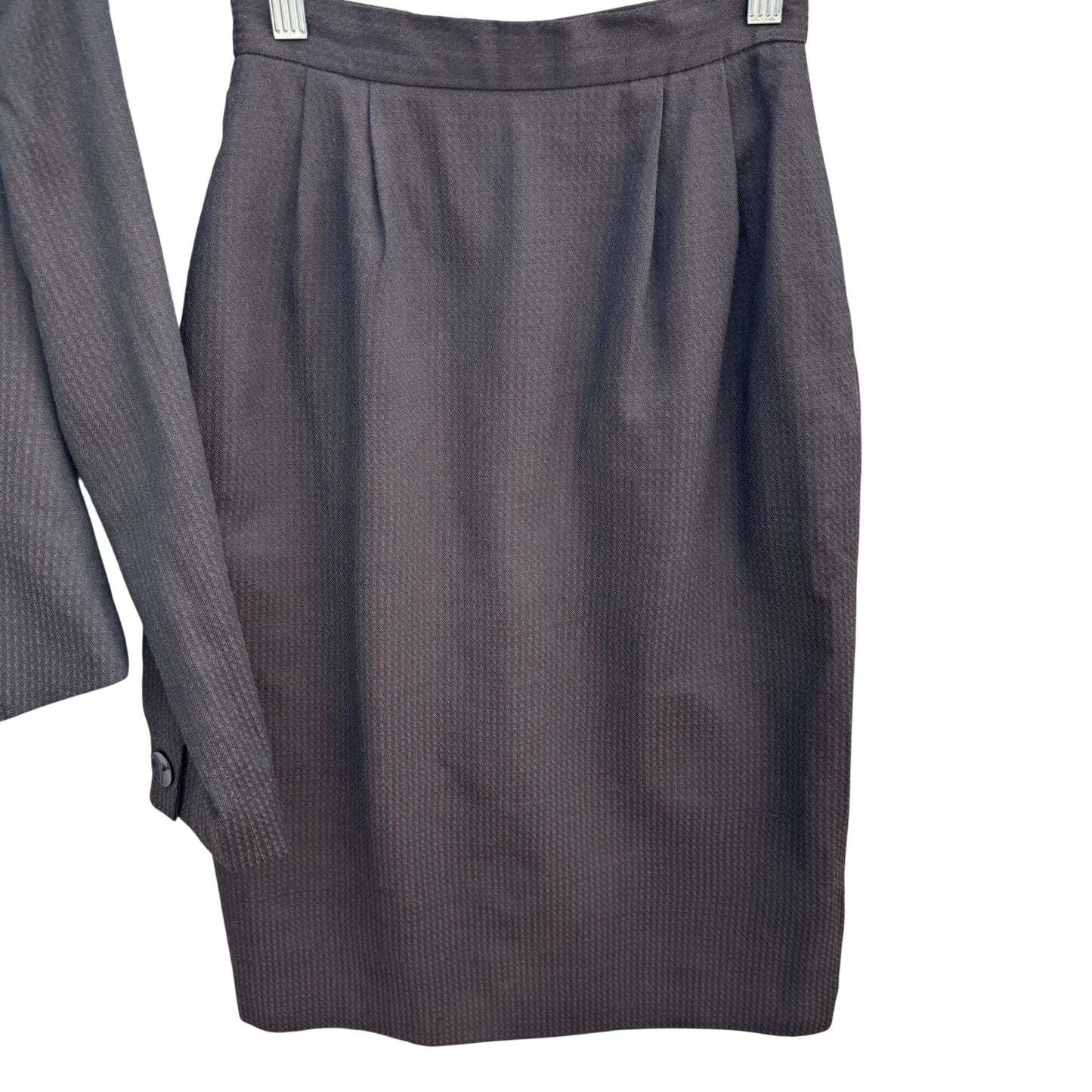 Michelle Stuart Vintage Brown Houndstooth Double-Breasted Blazer Skirt Set 2P