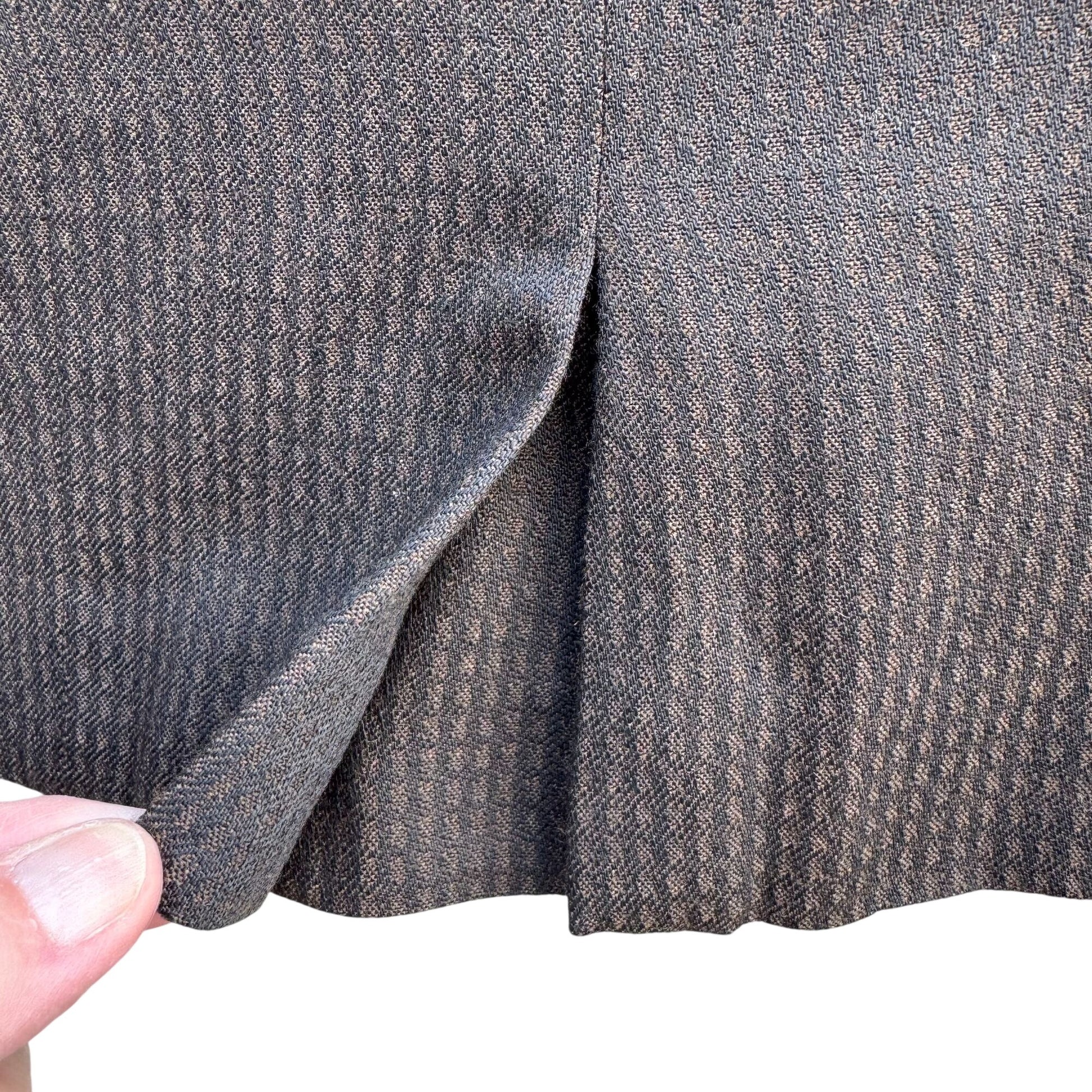 Michelle Stuart Vintage Brown Houndstooth Double-Breasted Blazer Skirt Set 2P