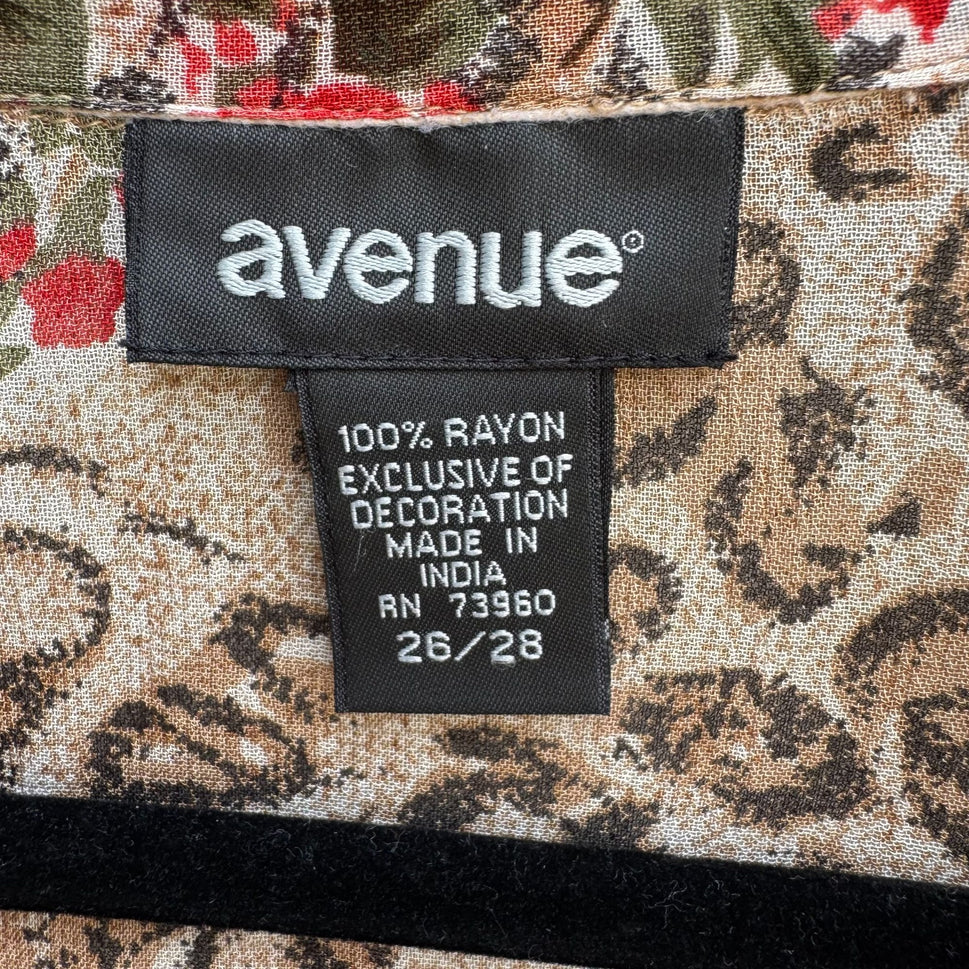 Avenue Womens Floral & Animal Print Sequin Lightweight Button-Up Blouse 26/28