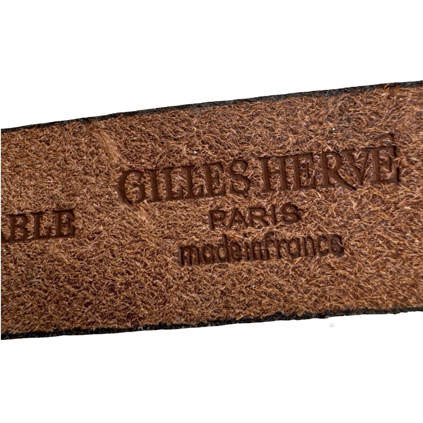 Gilles Herve Paris Brown Leather Skinny Belt Made in France Brass Buckle Tip