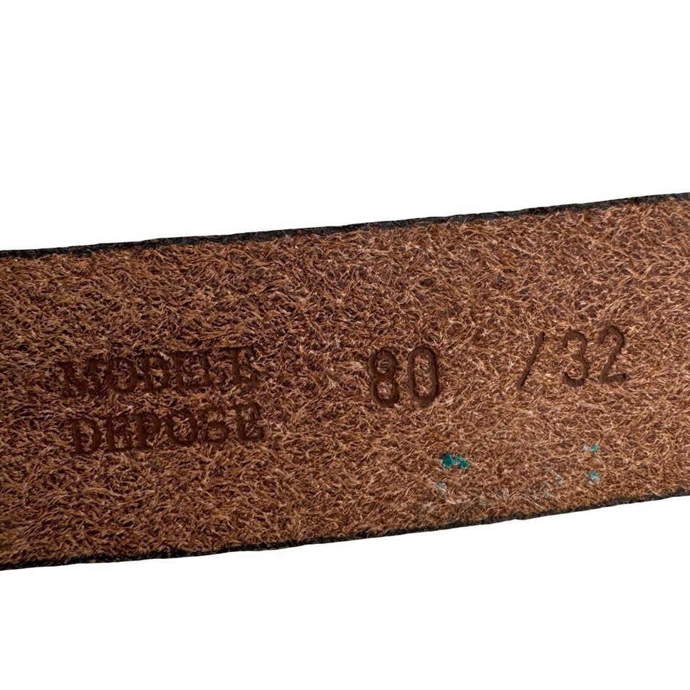 Gilles Herve Paris Brown Leather Skinny Belt Made in France Brass Buckle Tip