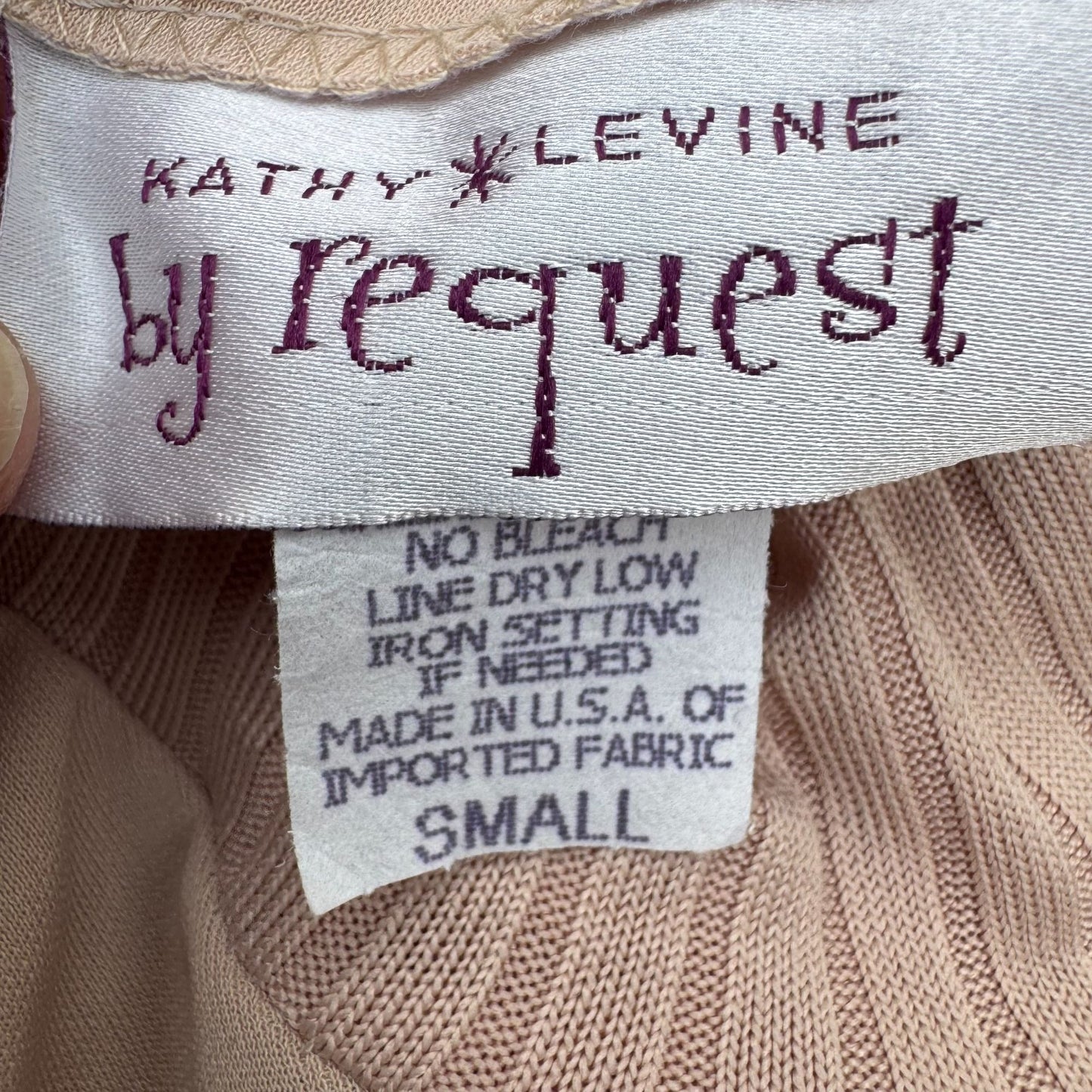 Kathy Levine By Request Vintage Pink Ribbed Mock Neck Asymmetrical Hem Top S