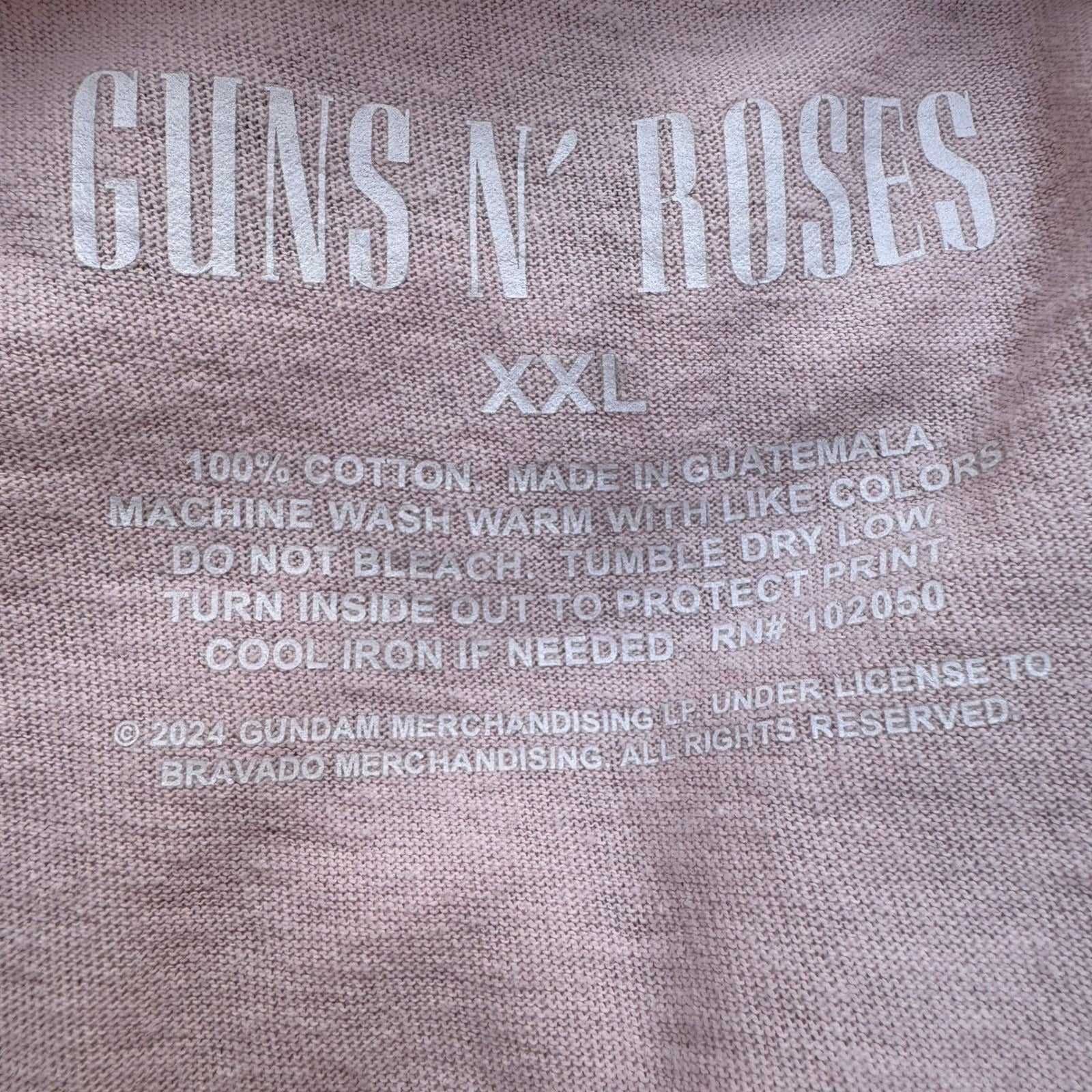 Guns N Roses Pink Rose Pistols Graphic T-Shirt XXL Rock Band Tee Pastel Goth GNR
