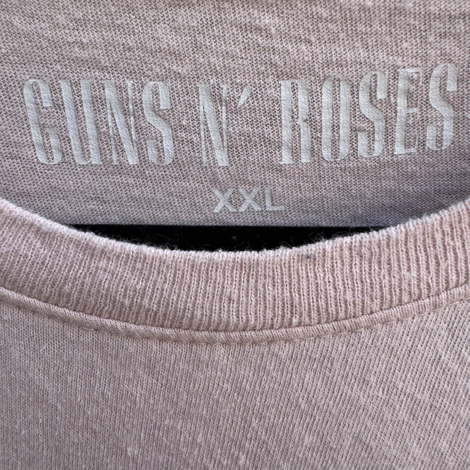 Guns N Roses Pink Rose Pistols Graphic T-Shirt XXL Rock Band Tee Pastel Goth GNR