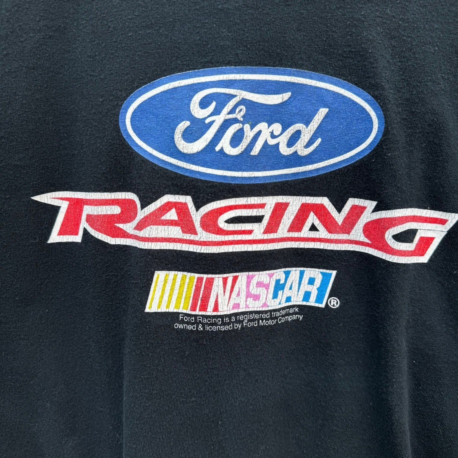 Ford Racing NASCAR Graphic Shirt Black Trackside Mens L Automotive Car Moto