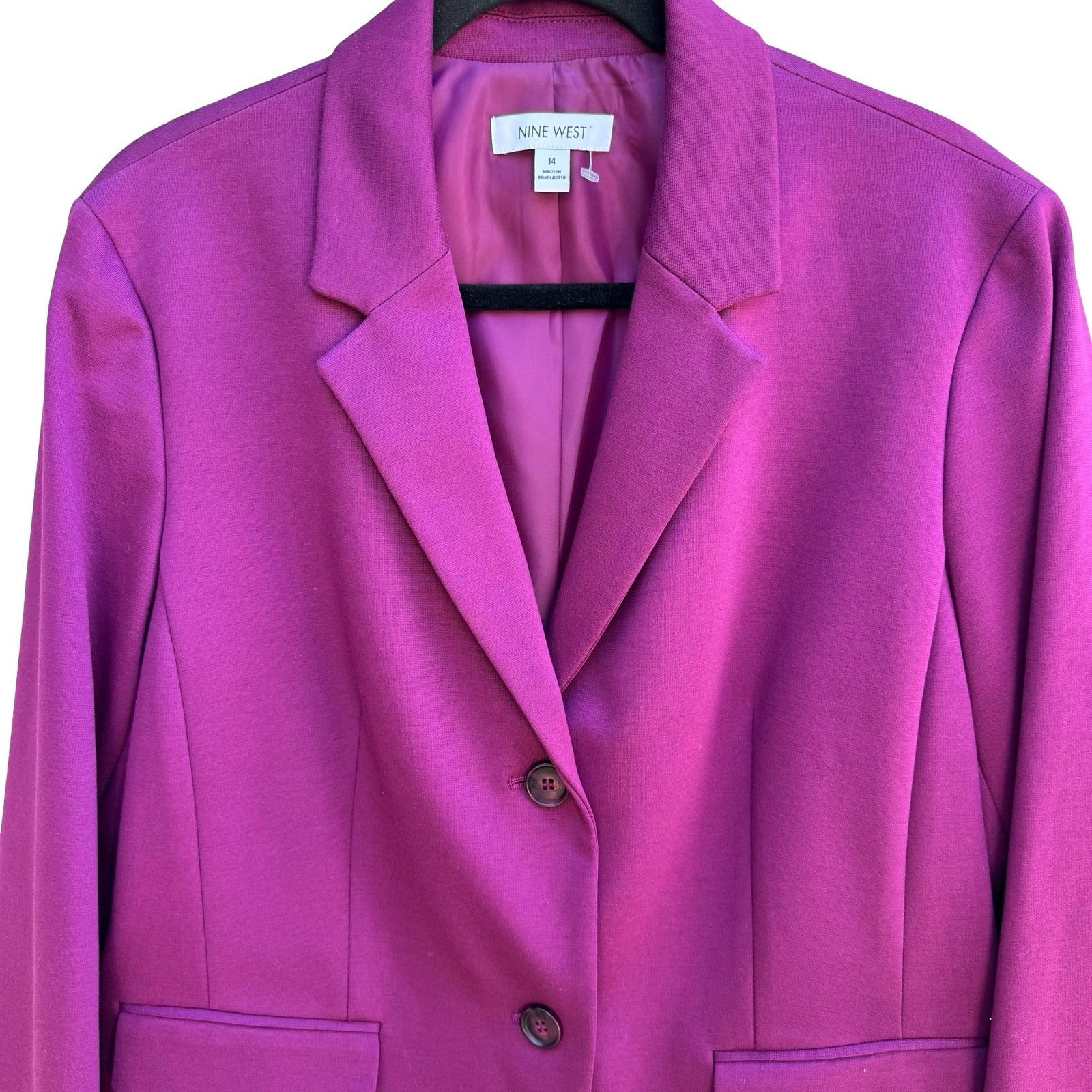 Nine West Professional Tailored Power Suit Workwear Blazer Jacket Plum 14 NEW