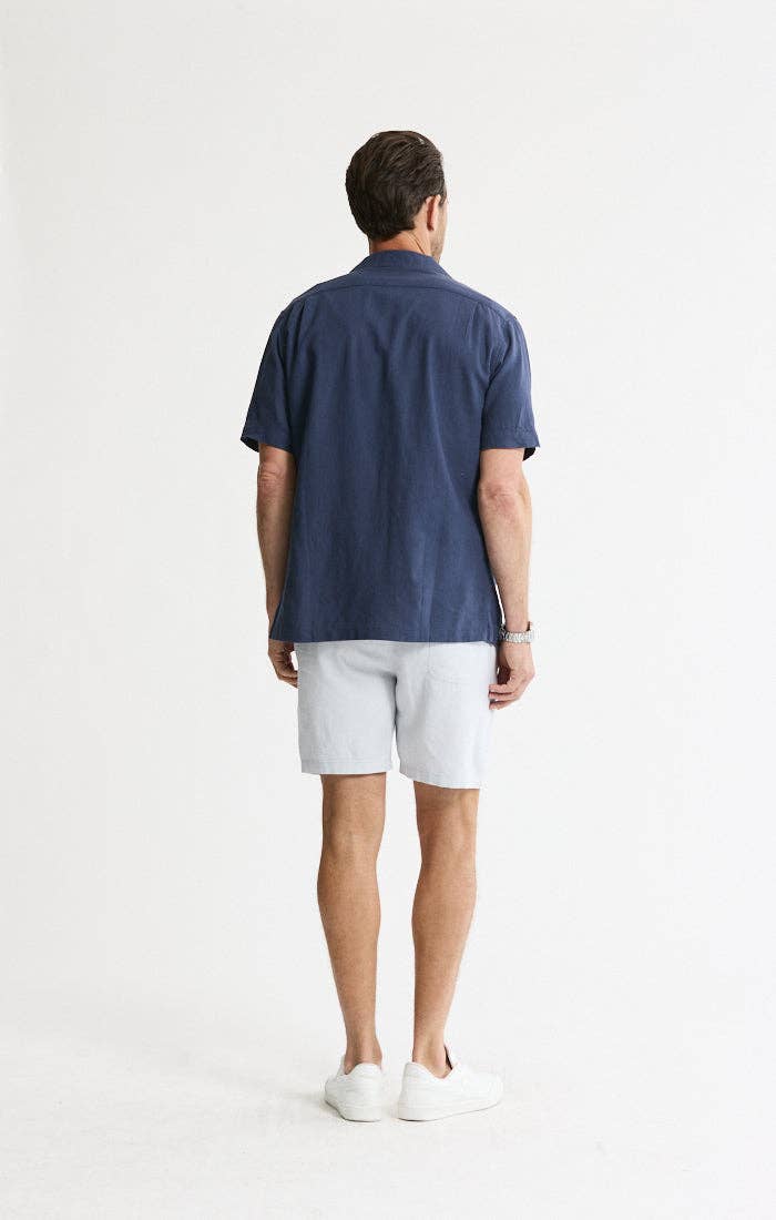 Linen Blend Short Sleeve Camp Shirt: STONE / 2XL