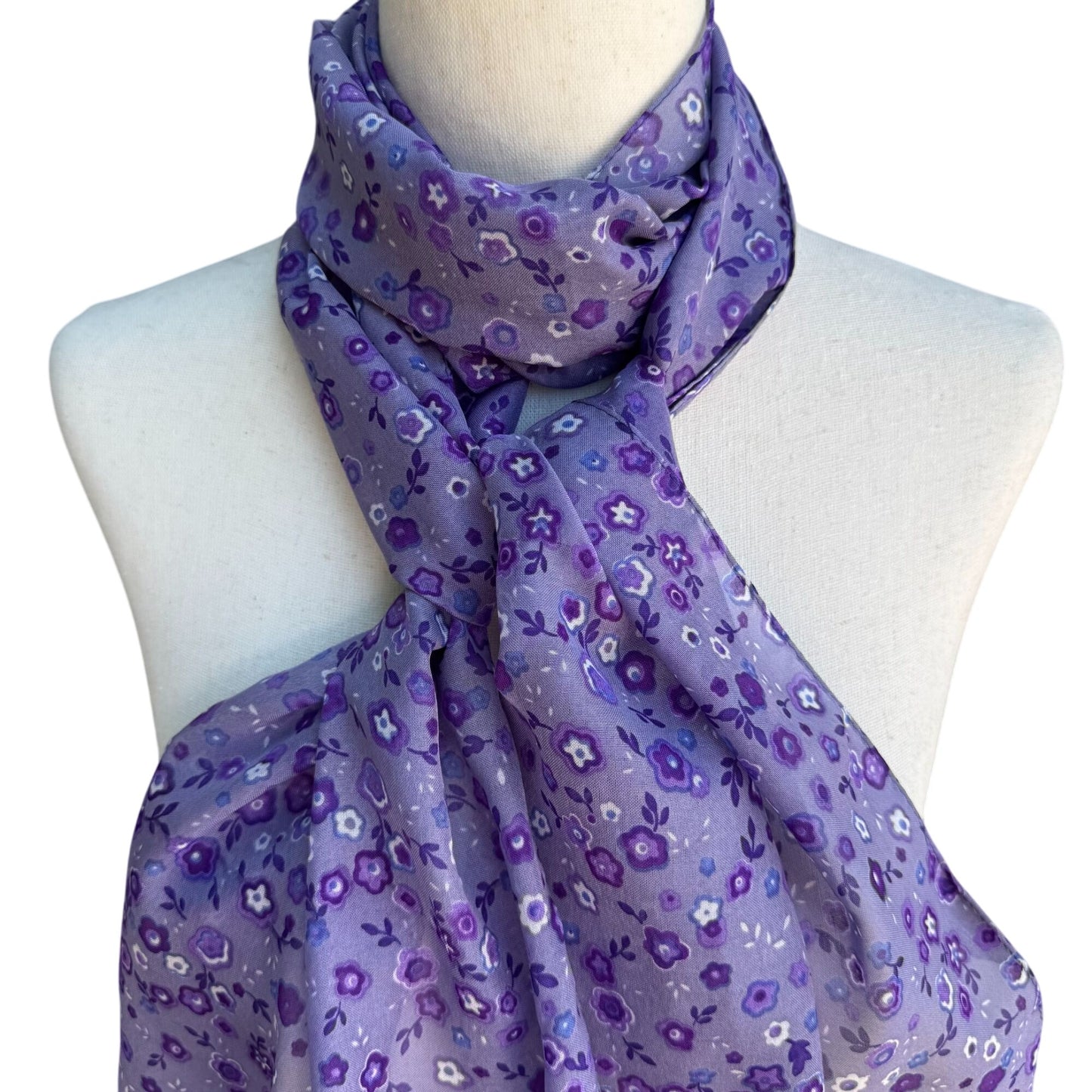 Cejon Accessories Vintage Womens Purple Floral Semi Sheer Cottage Scarf Wrap