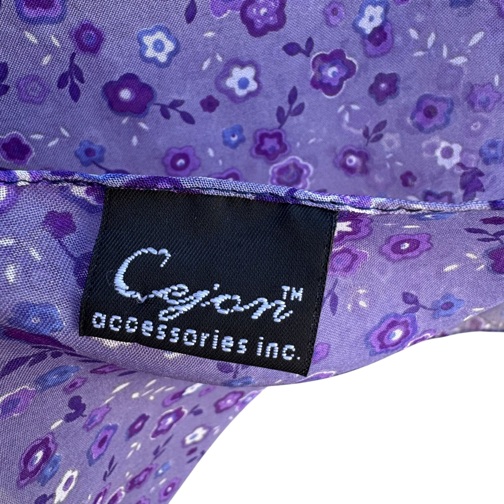 Cejon Accessories Vintage Womens Purple Floral Semi Sheer Cottage Scarf Wrap