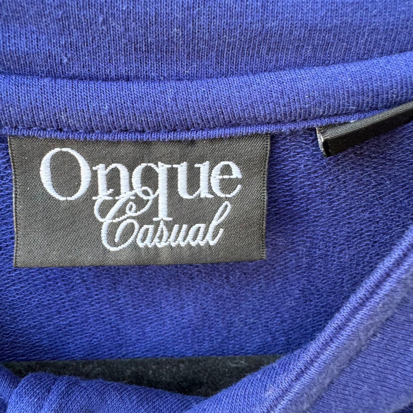 Onque Casual Coastal Nautical Beachy French Terry Pearl Button Jacket Blue L NWT