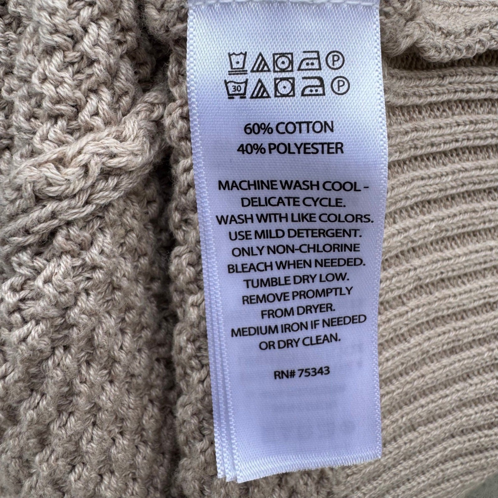 Max Studio Womens Tan Beige Textured Popcorn Knit Open Front Longline Cardigan L