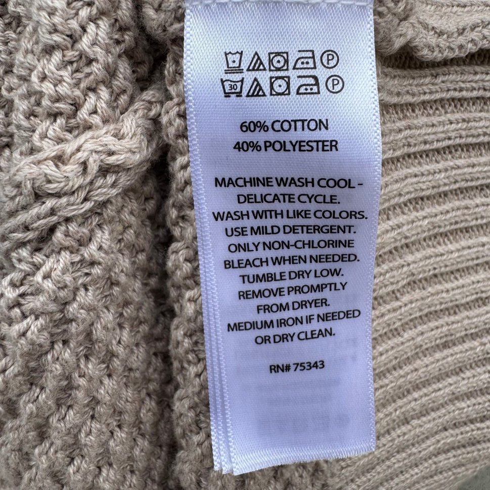 Max Studio Womens Tan Beige Textured Popcorn Knit Open Front Longline Cardigan L