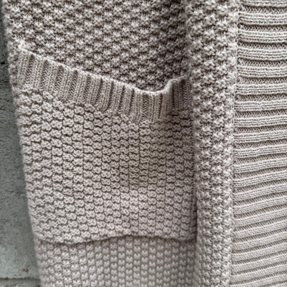 Max Studio Womens Tan Beige Textured Popcorn Knit Open Front Longline Cardigan L