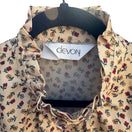 Switch Devon Vintage 70s 80s Retro Floral Ruffle High Neck Button Down Blouse Cream Red 3 image