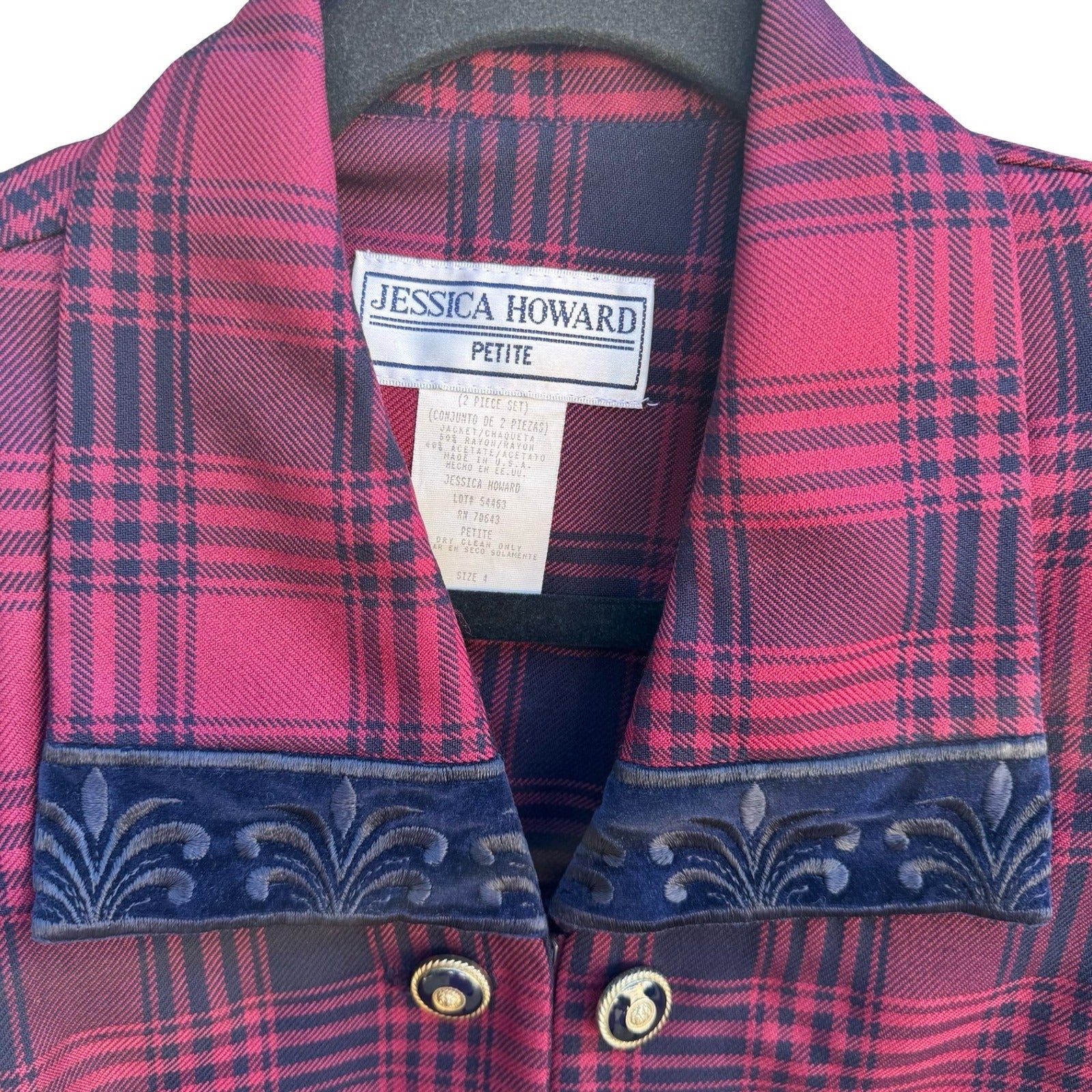 Jessica Howard Vintage 90s Tartan Plaid Preppy Dark Academia Cropped Jacket 4