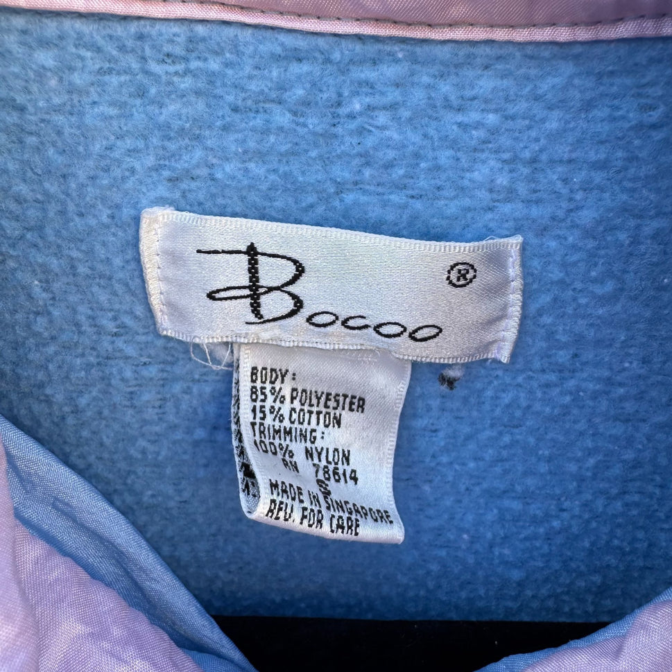Bocoo Vintage 80s Womens Fleece Nylon Pastel Blue Pink Top Joggers Tracksuit Set