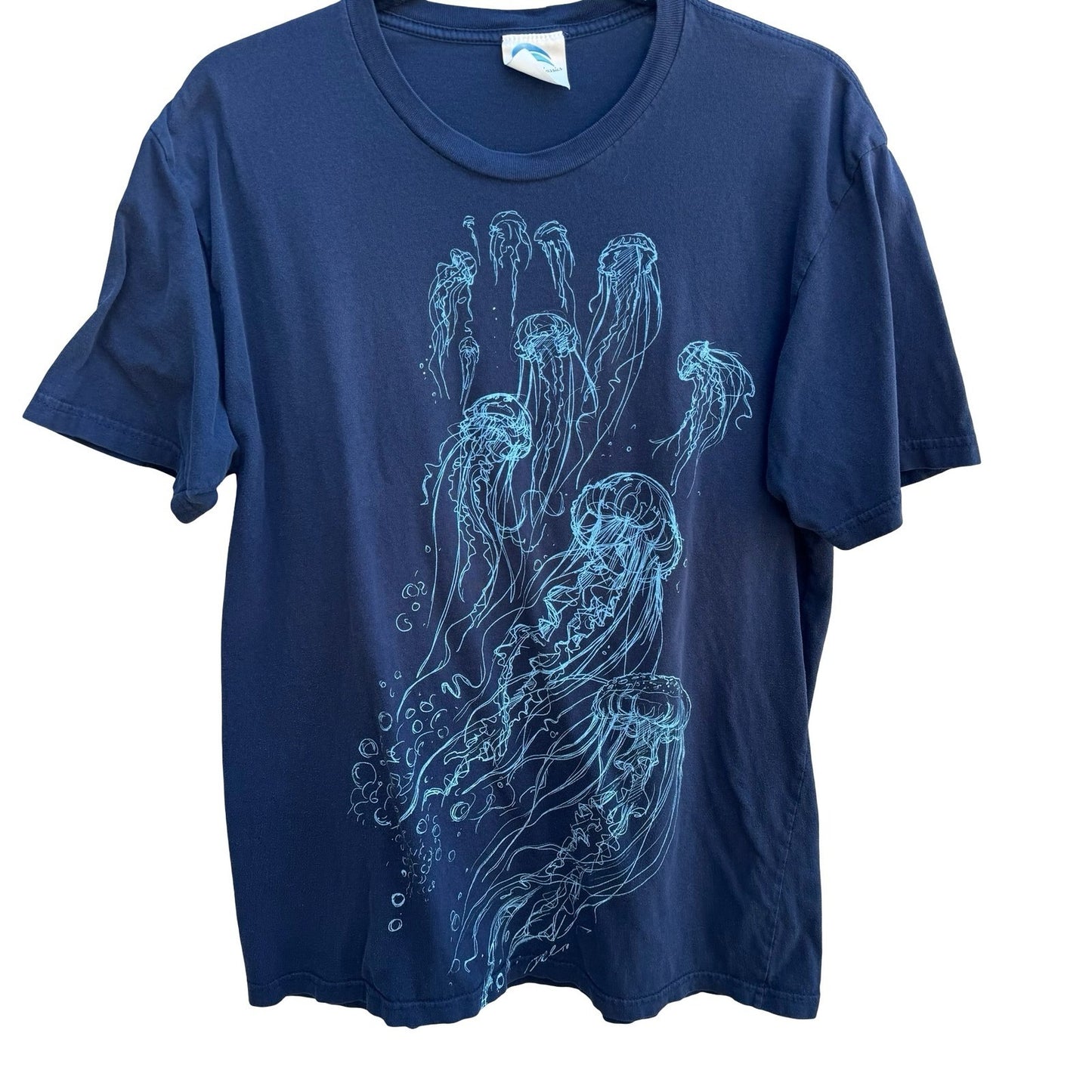 Coastal Classics Jellyfish Graphic Coastal Nautical Shirt Navy Mens L Streetwear