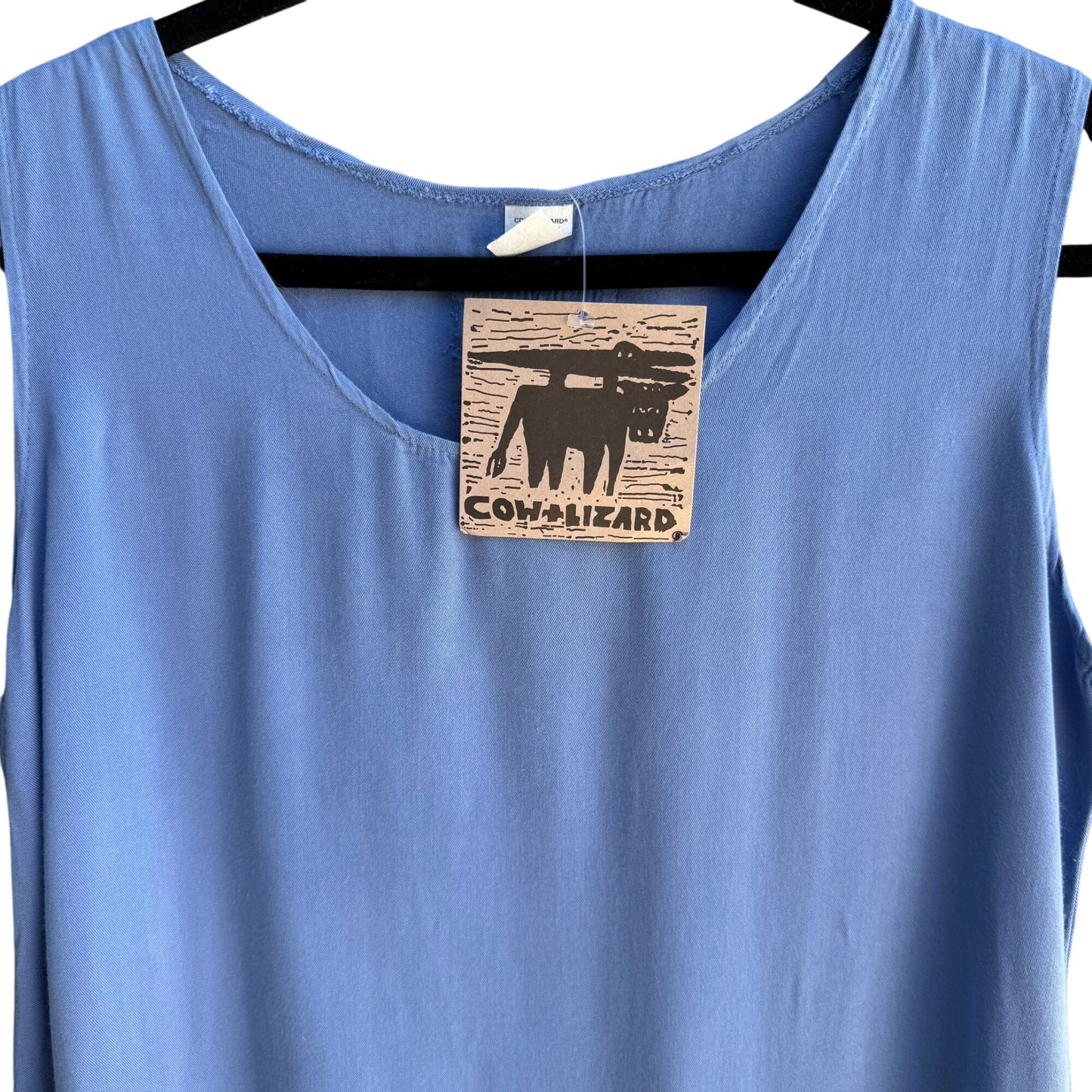 Cow & Lizard Womens Sleeveless Blue Ruffled Hem Cotton Tensil Tank Top Shirt M