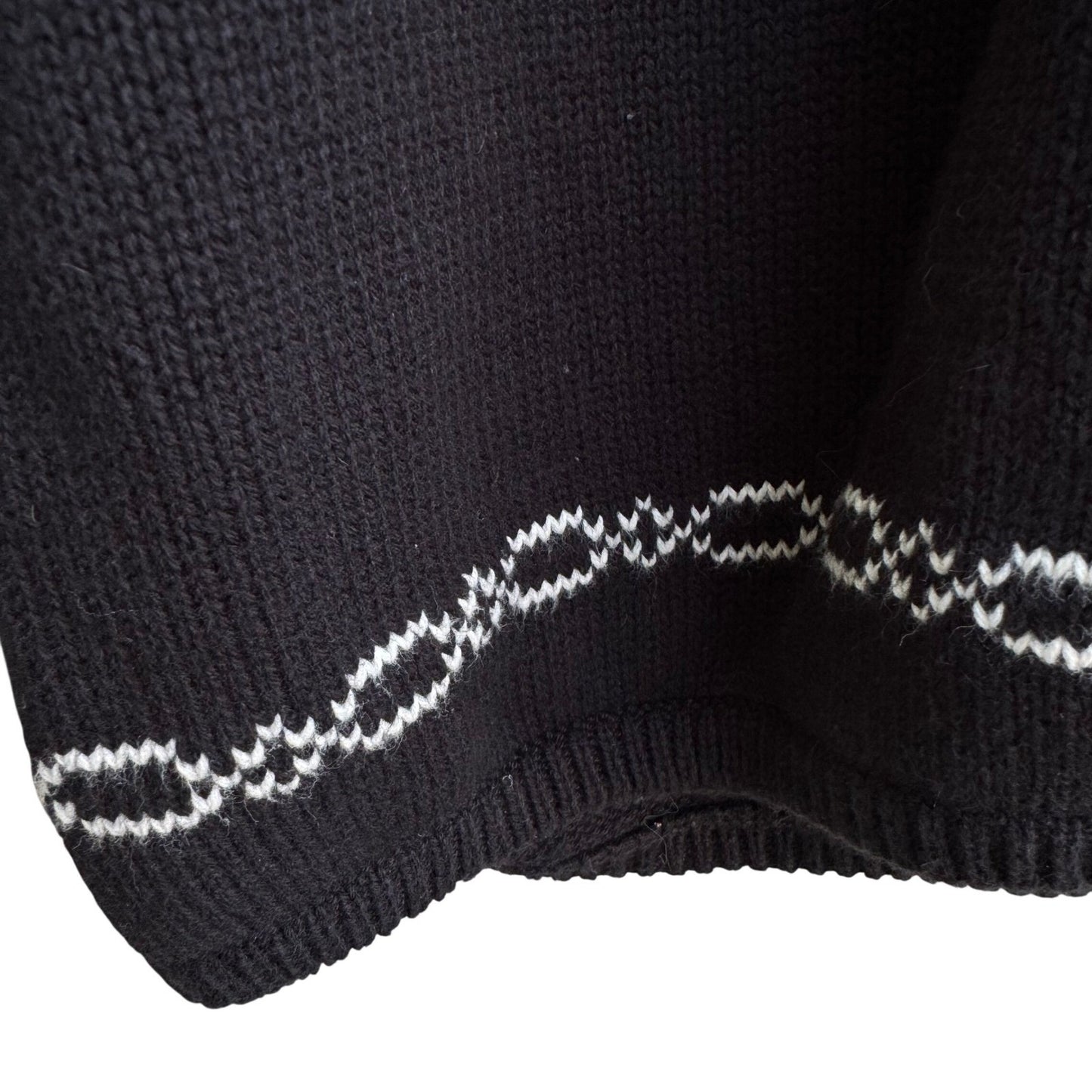 Style & Co Black Fair Isle Full Zip Cotton Sweater Faux Fur Collar Womens L