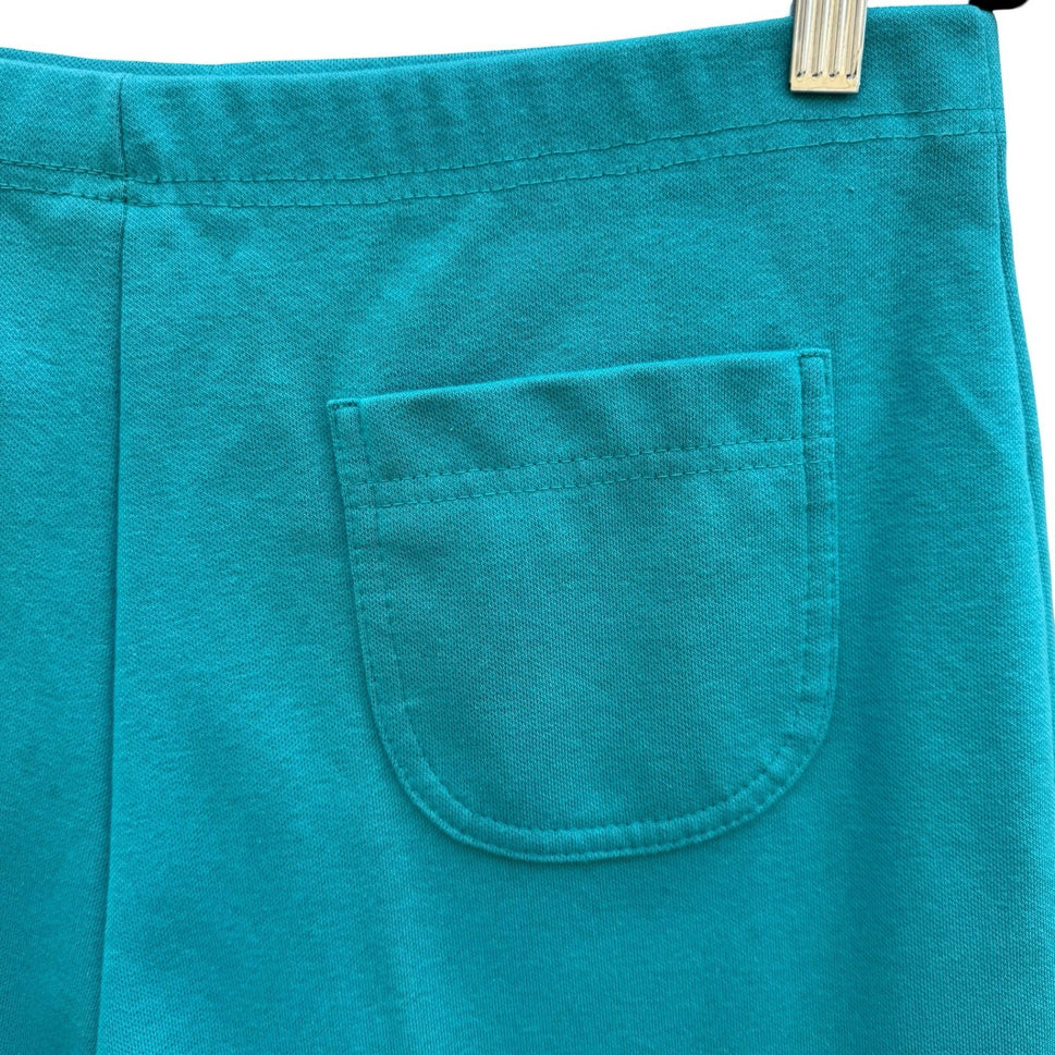 Jantzen Vintage 70s 80s Teal High Waisted Knit Retro Gym Shorts USA 14 Beach Mod
