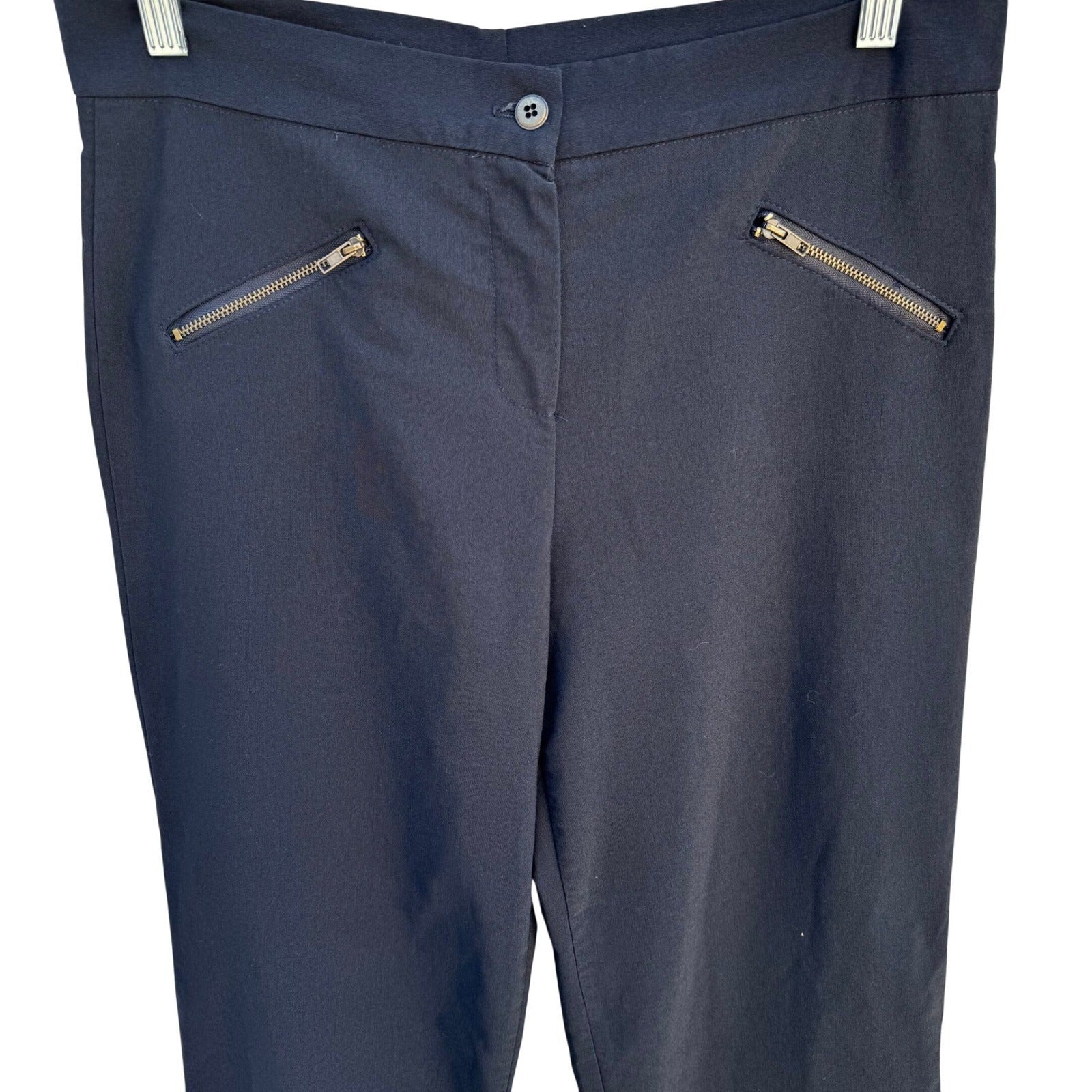 Clio Vintage 90s Womens Black Straight Leg Dress Pant Zip Pockets 10 Made in USA