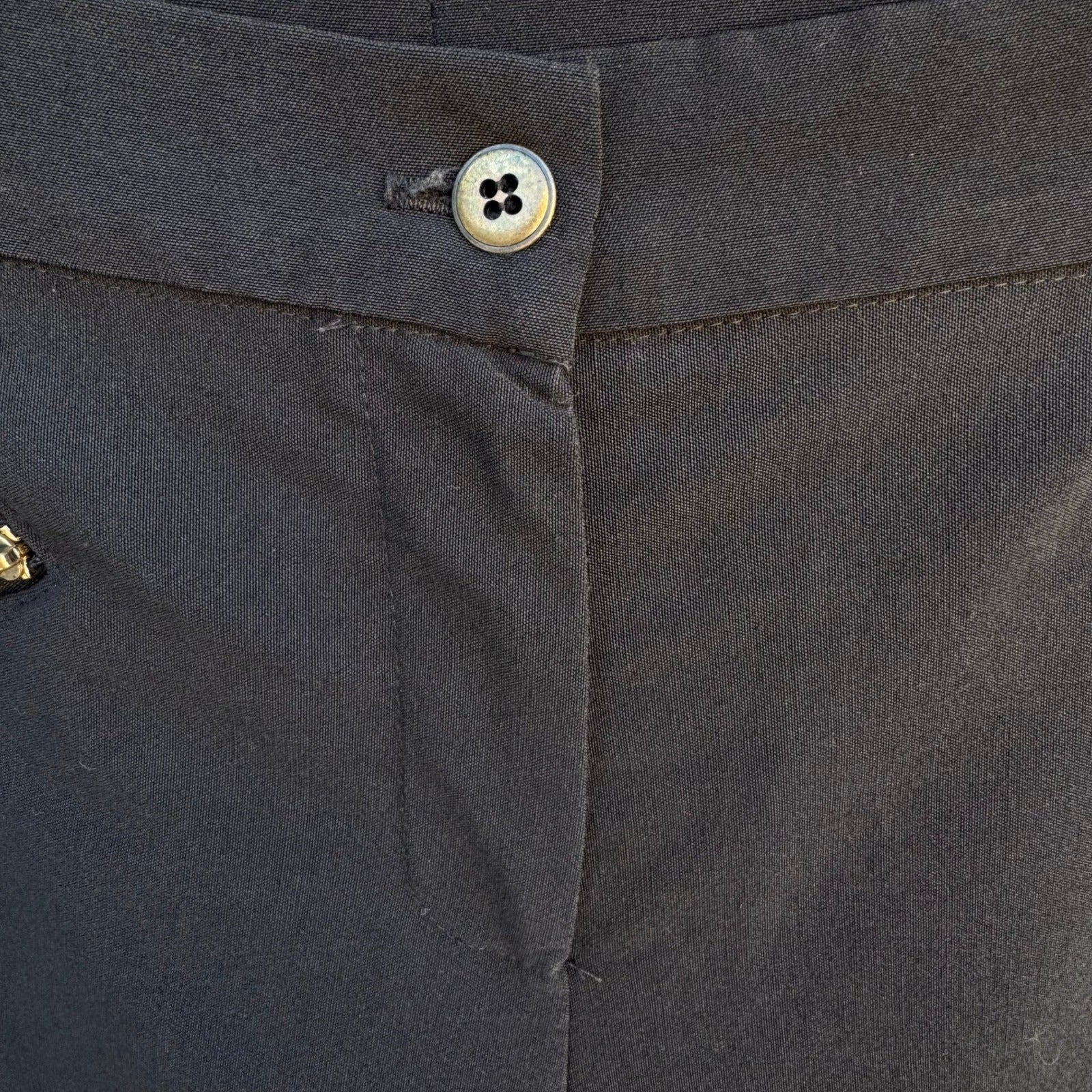 Clio Vintage 90s Womens Black Straight Leg Dress Pant Zip Pockets 10 Made in USA