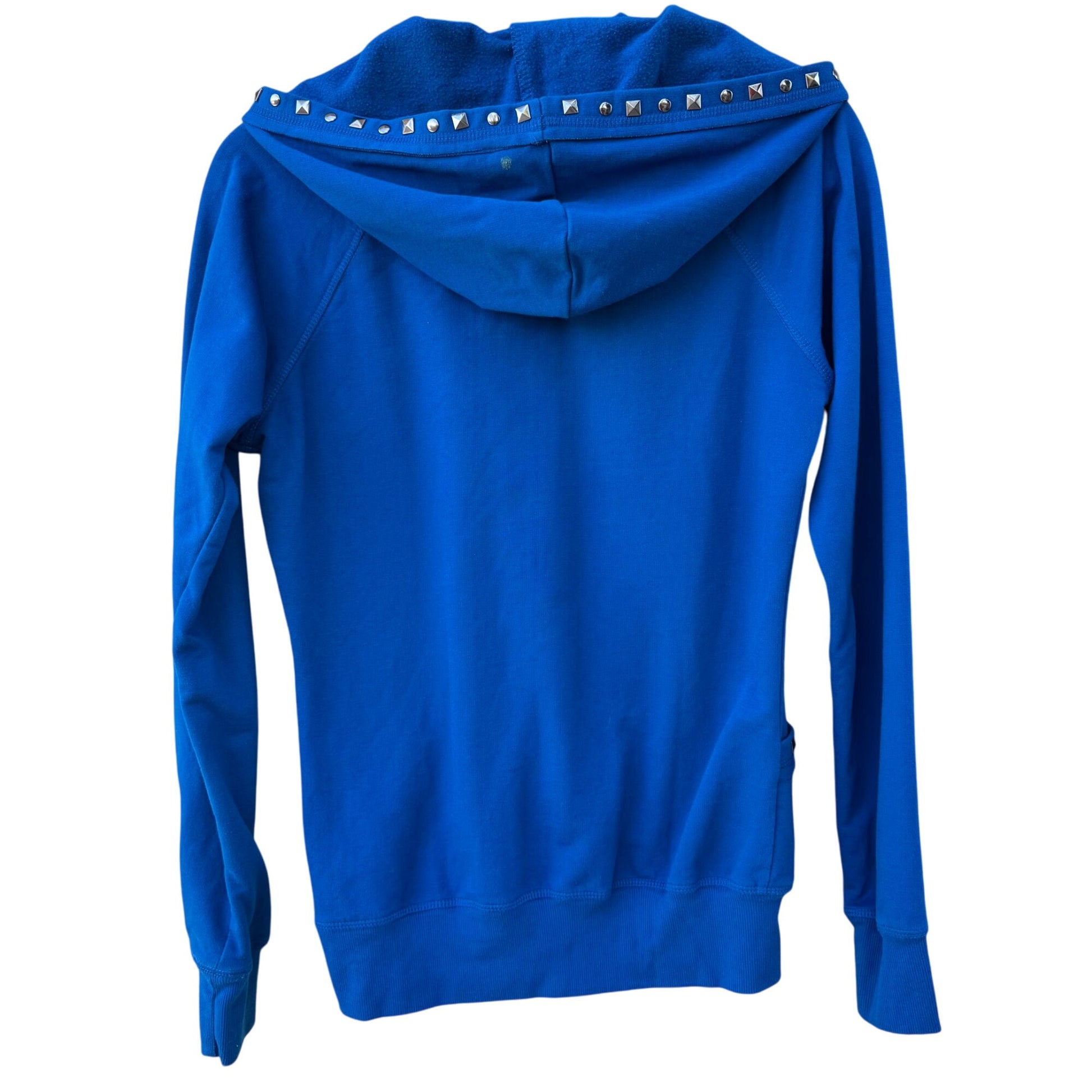 Miss Chievous Womens Blue Metal Studded Full Zip Long Sleeve Hoodie Jacket L