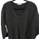 Switch Joan Vass USA Vintage Womens Black Cable Knit V-Neck Sweater Cotton Lagenlook 2 3 image