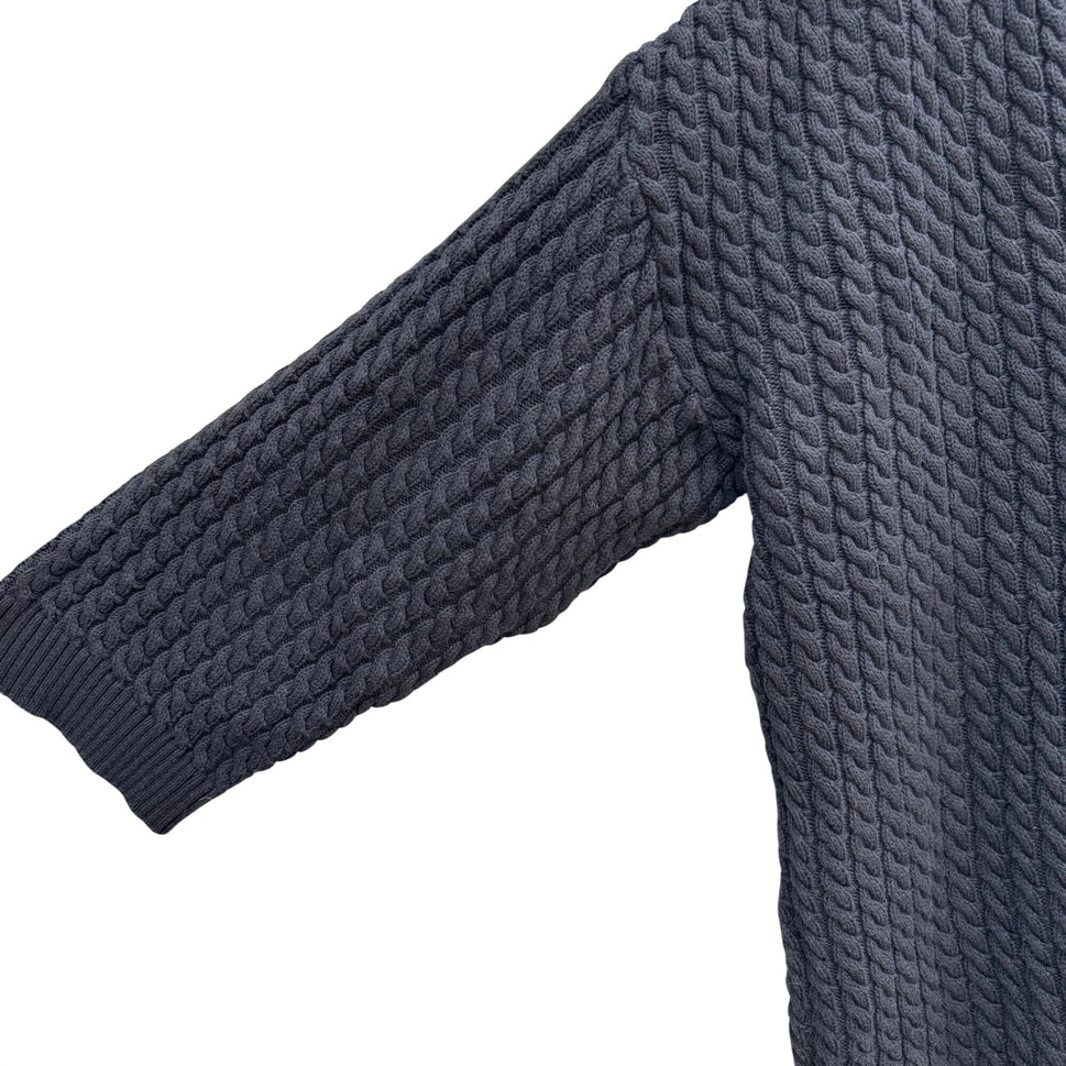 Joan Vass USA Vintage Womens Black Cable Knit V-Neck Sweater Cotton Lagenlook 2