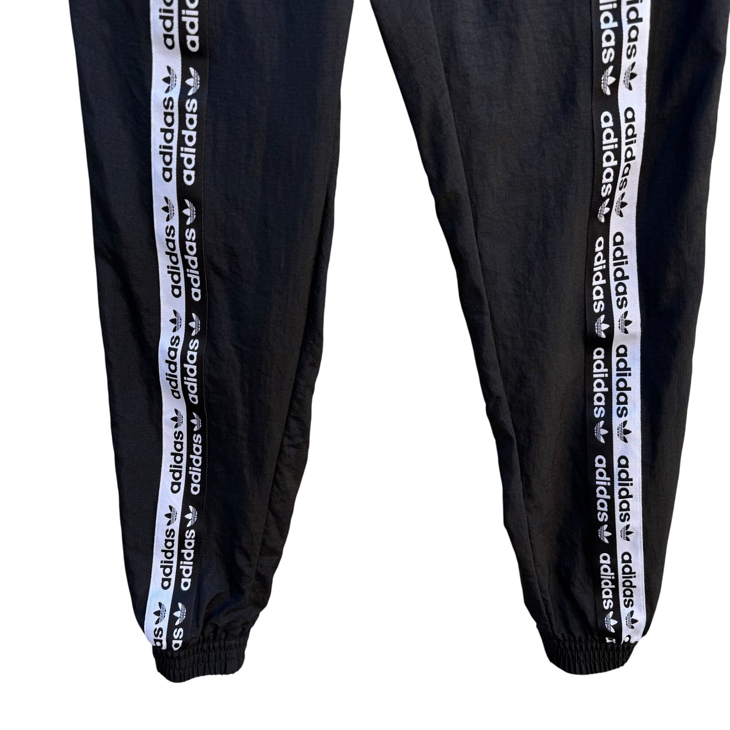 Adidas Originals Womens Black Logo Tape Track Jogger Pants Athleisure Streetwear