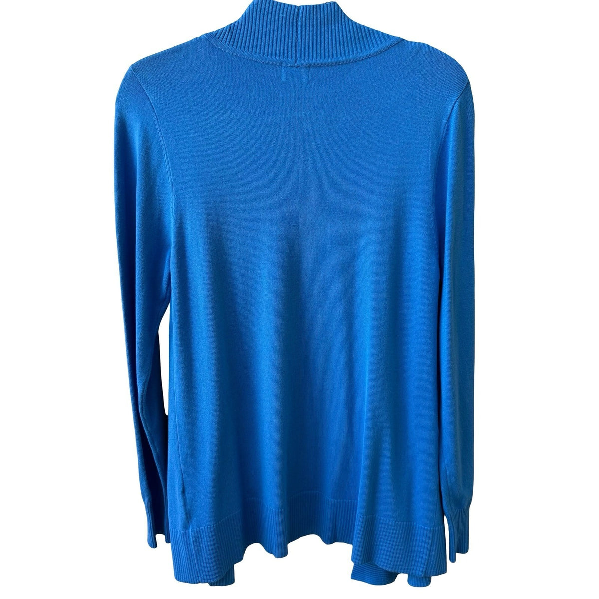 Cielo Coastal Layering Minimalist Ribbed Trim Open Front Pocket Cardigan Blue L