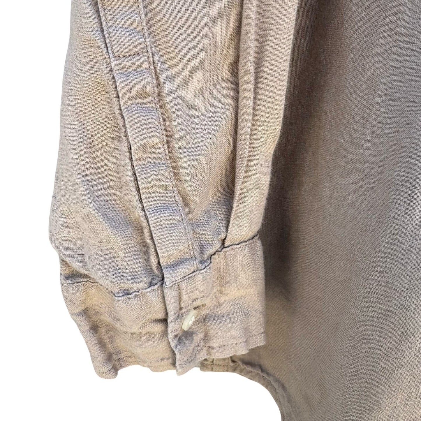 GAP Vintage 90s Linen Boyfriend Shirt Tan Womens L Layering Minimalist Coastal