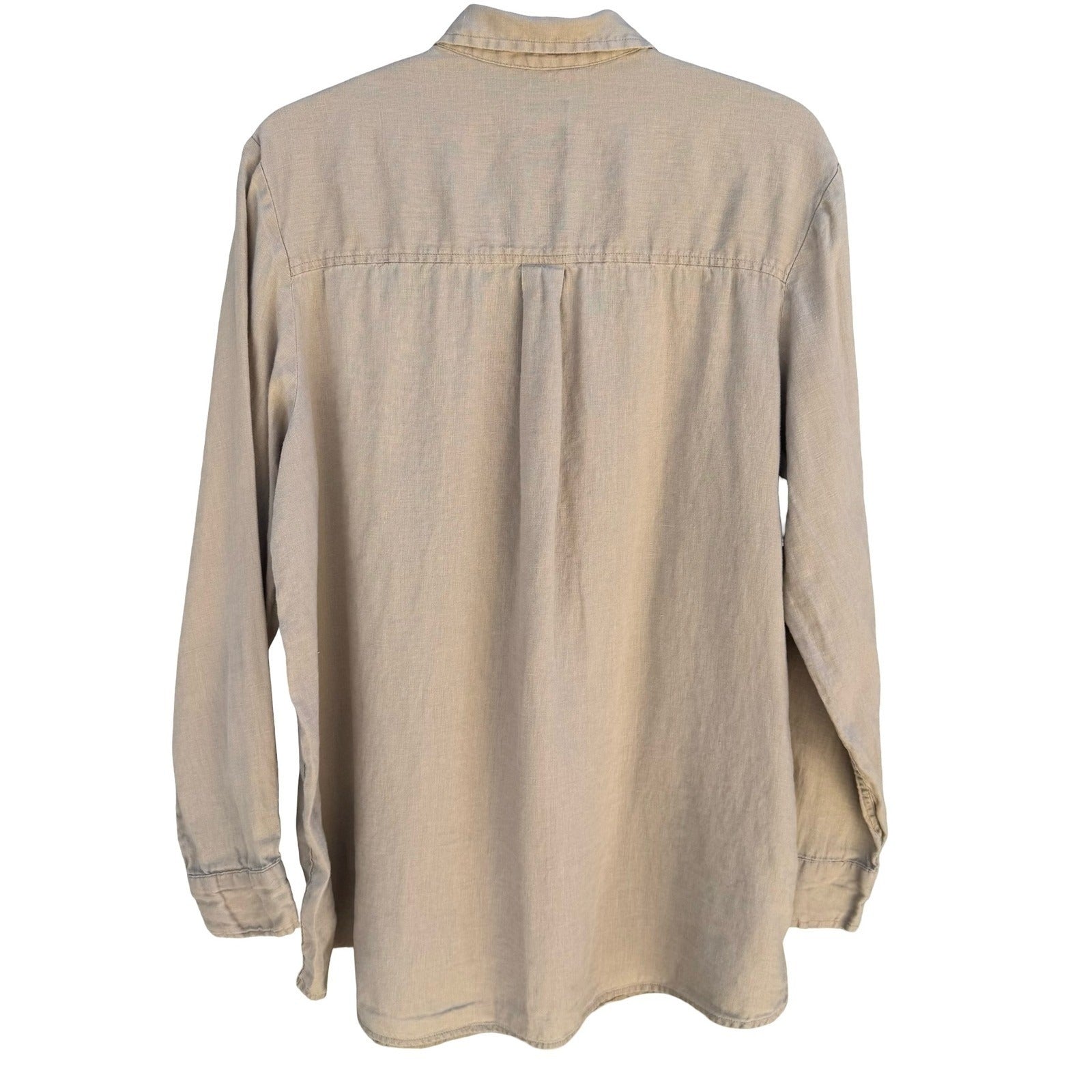 GAP Vintage 90s Linen Boyfriend Shirt Tan Womens L Layering Minimalist Coastal