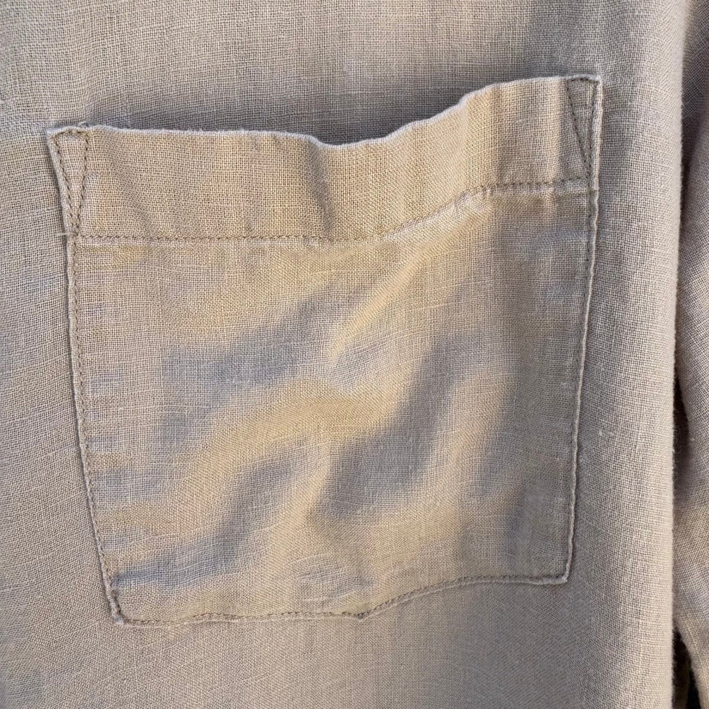 GAP Vintage 90s Linen Boyfriend Shirt Tan Womens L Layering Minimalist Coastal