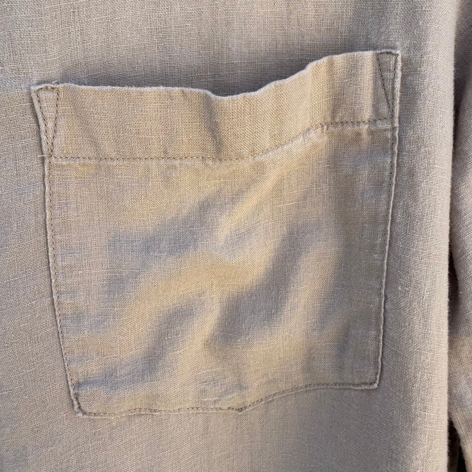 GAP Vintage 90s Linen Boyfriend Shirt Tan Womens L Layering Minimalist Coastal