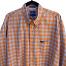 Switch Faconnable Mens Orange Check Plaid Button Up Cotton USA Made Long Sleeve Shirt 3 image