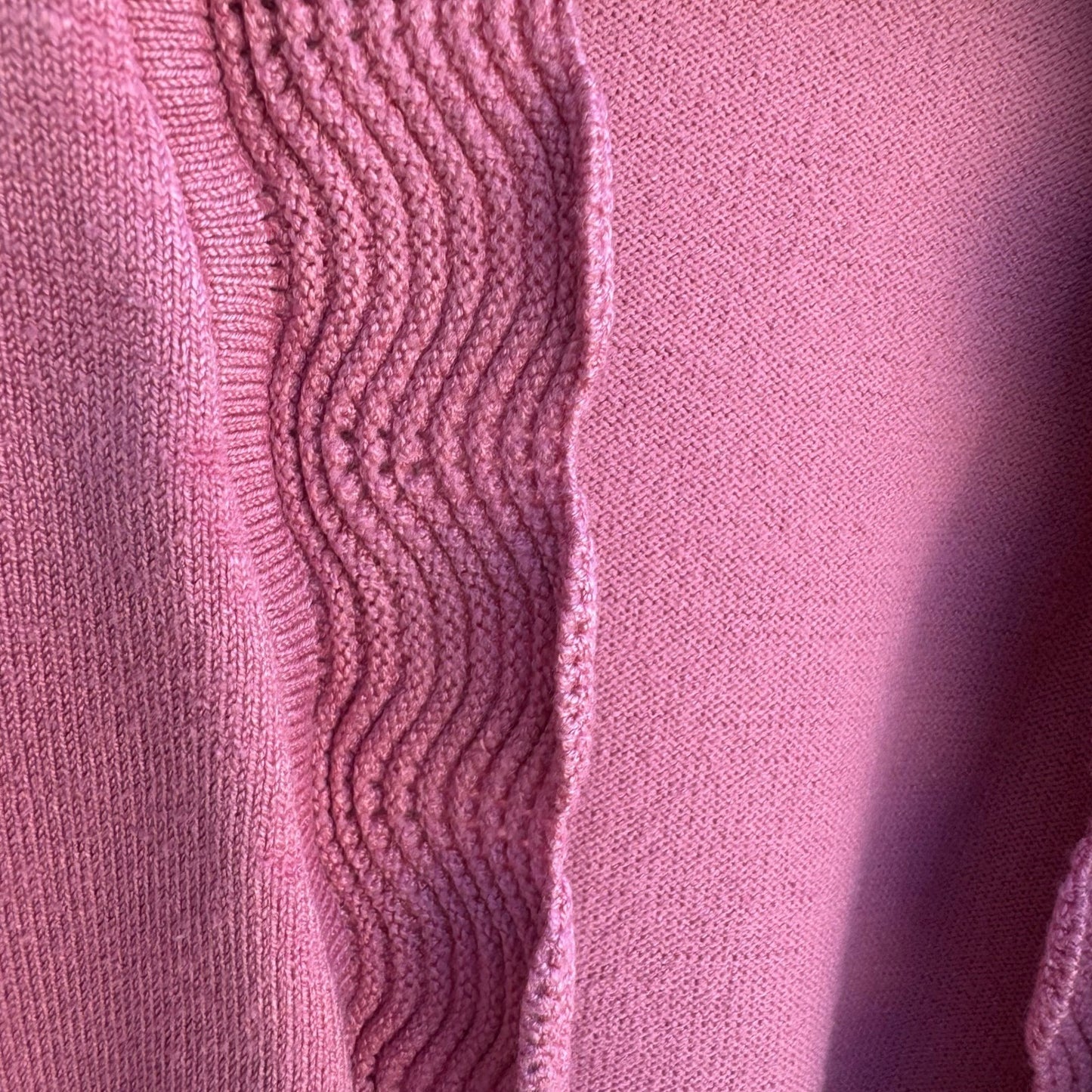 89th & Madison Pink Open Front Cardigan Scalloped Trim Knit Sweater Coquette