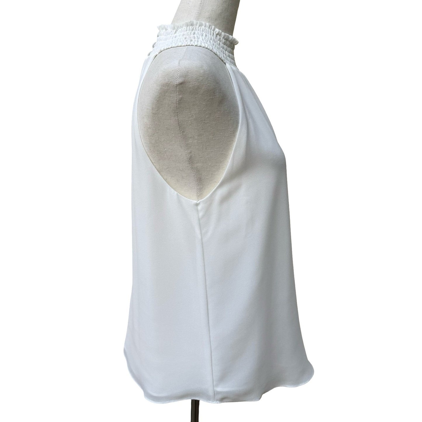 Naked Zebra Minimalist Coquette Smocked High Neck Halter Top Keyhole Sleeveless