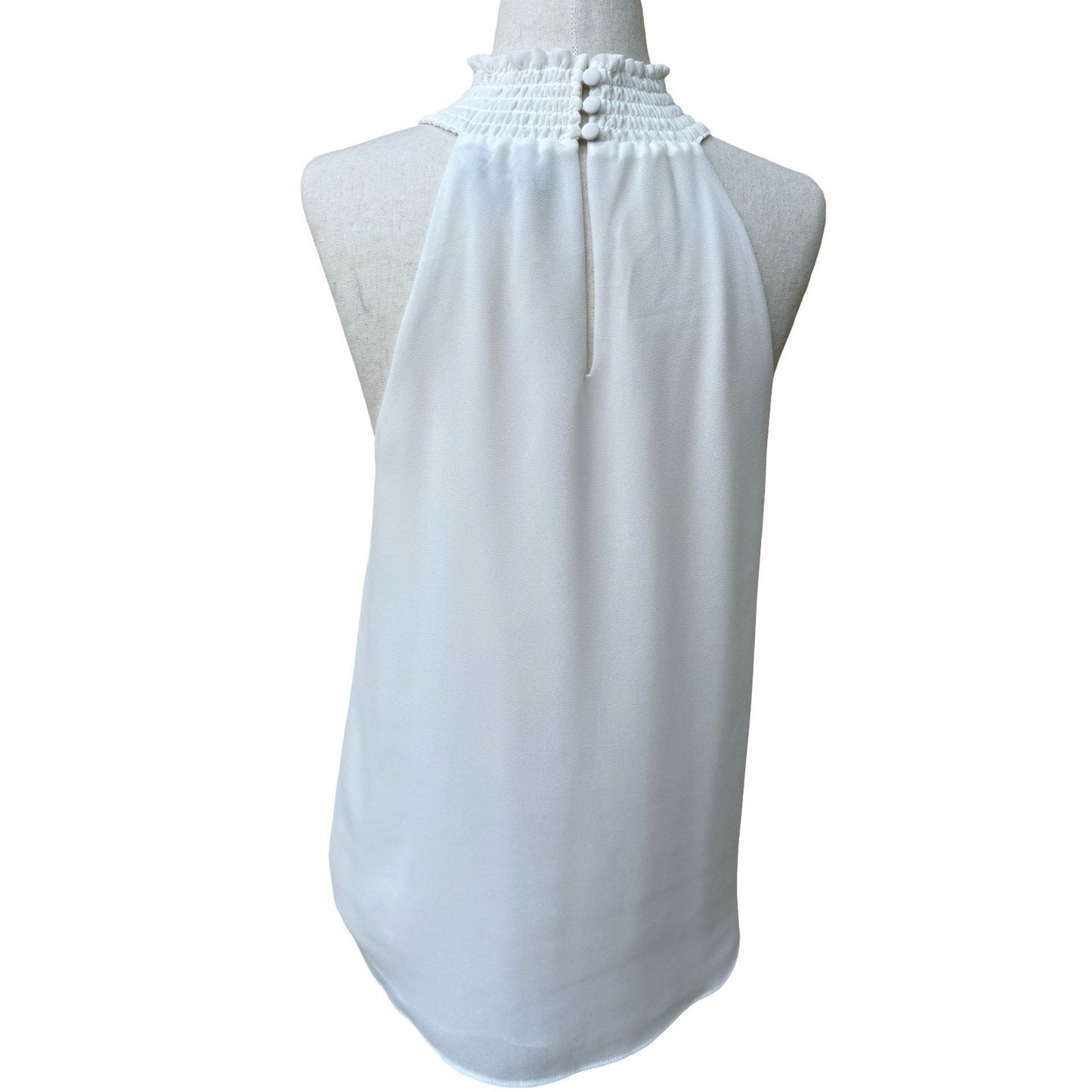 Naked Zebra Minimalist Coquette Smocked High Neck Halter Top Keyhole Sleeveless