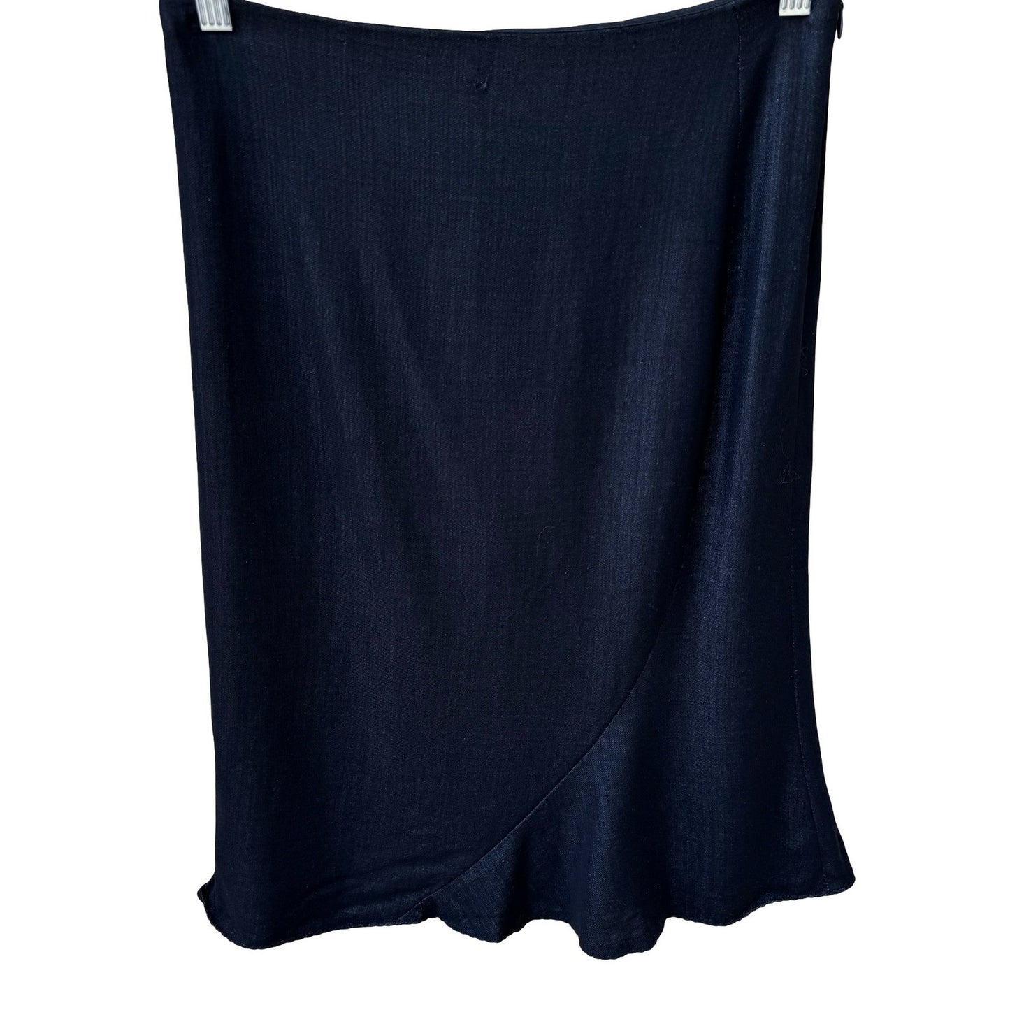 Tahari Y2K Minimalist Quiet Luxury Wool Blend Asymmetric Ruffle Hem Skirt Grey 4