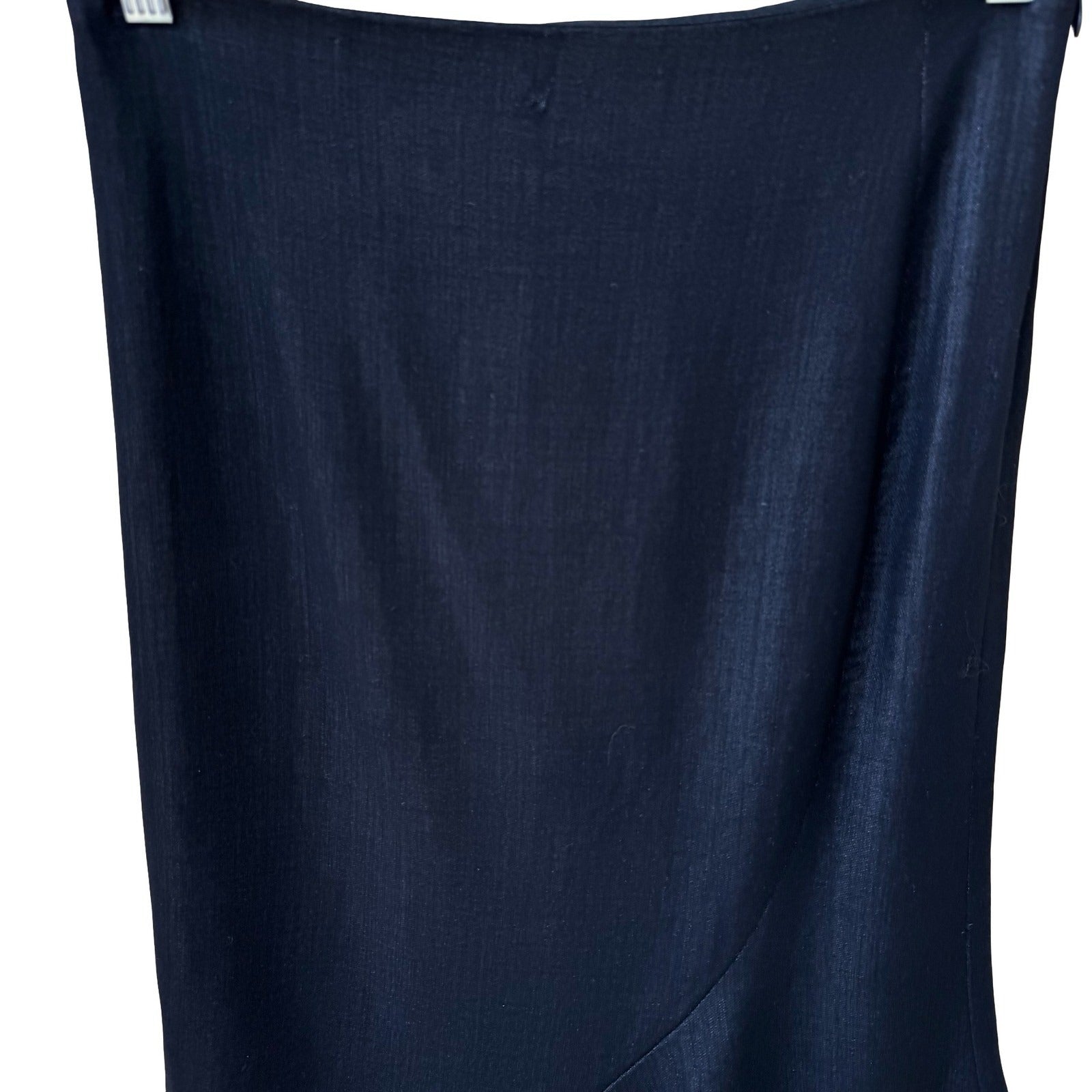 Tahari Y2K Minimalist Quiet Luxury Wool Blend Asymmetric Ruffle Hem Skirt Grey 4