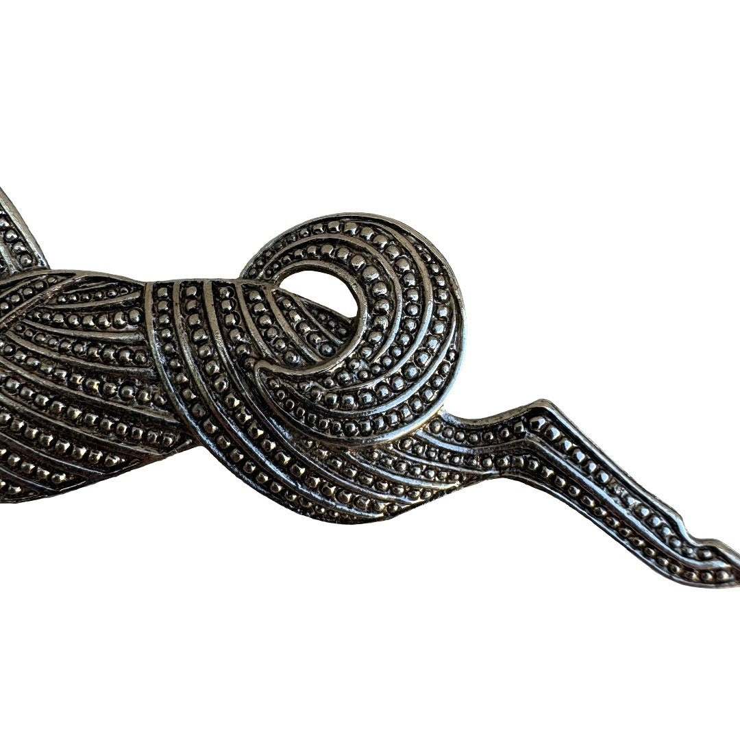 Vintage Silver Tone Galloping Horse Brooch Textured Stallion Equestrian Pin