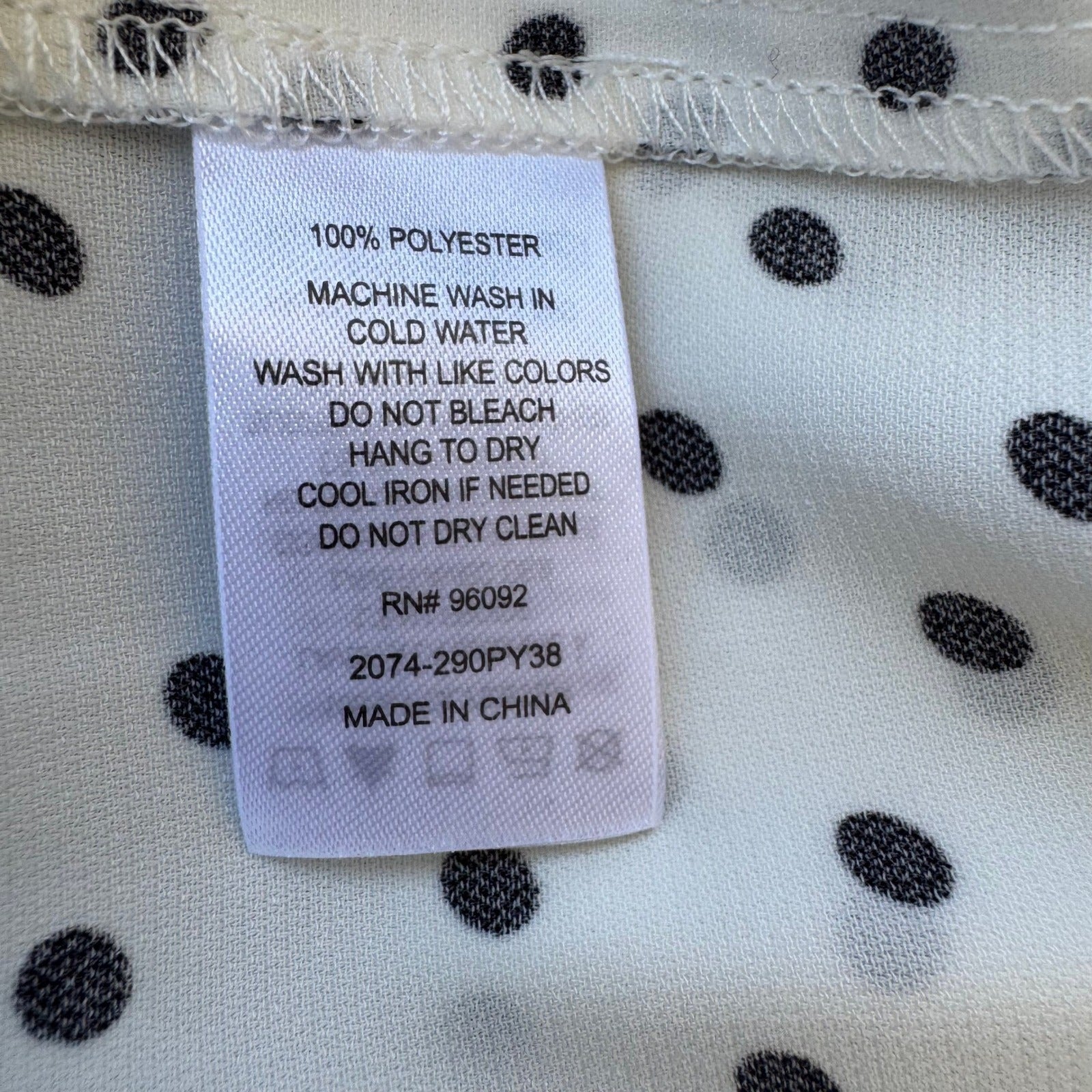 Carolina Belle Parisian Chic Polka Dot Minimalist Professional V-Neck Blouse L