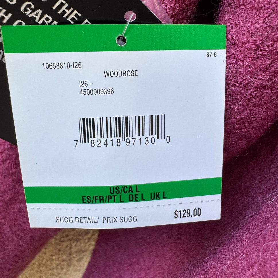 Kasper Wool Fringe Draped Open Front Minimalist Cardigan Woodrose Pink L NEW