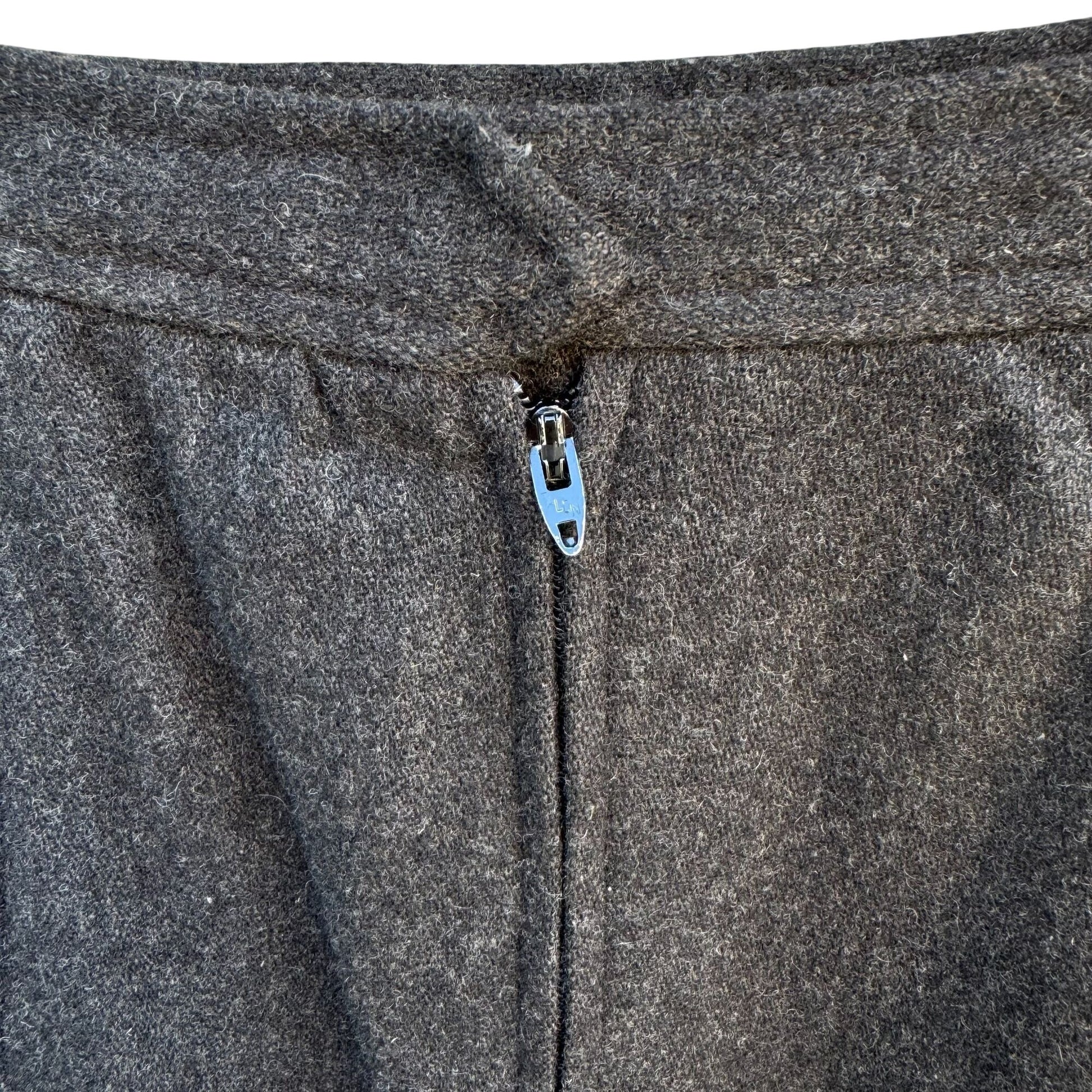 Evan-Picone I Magnin Vintage Wool Blend Inverted Side Pleat Midi Skirt Charcoal