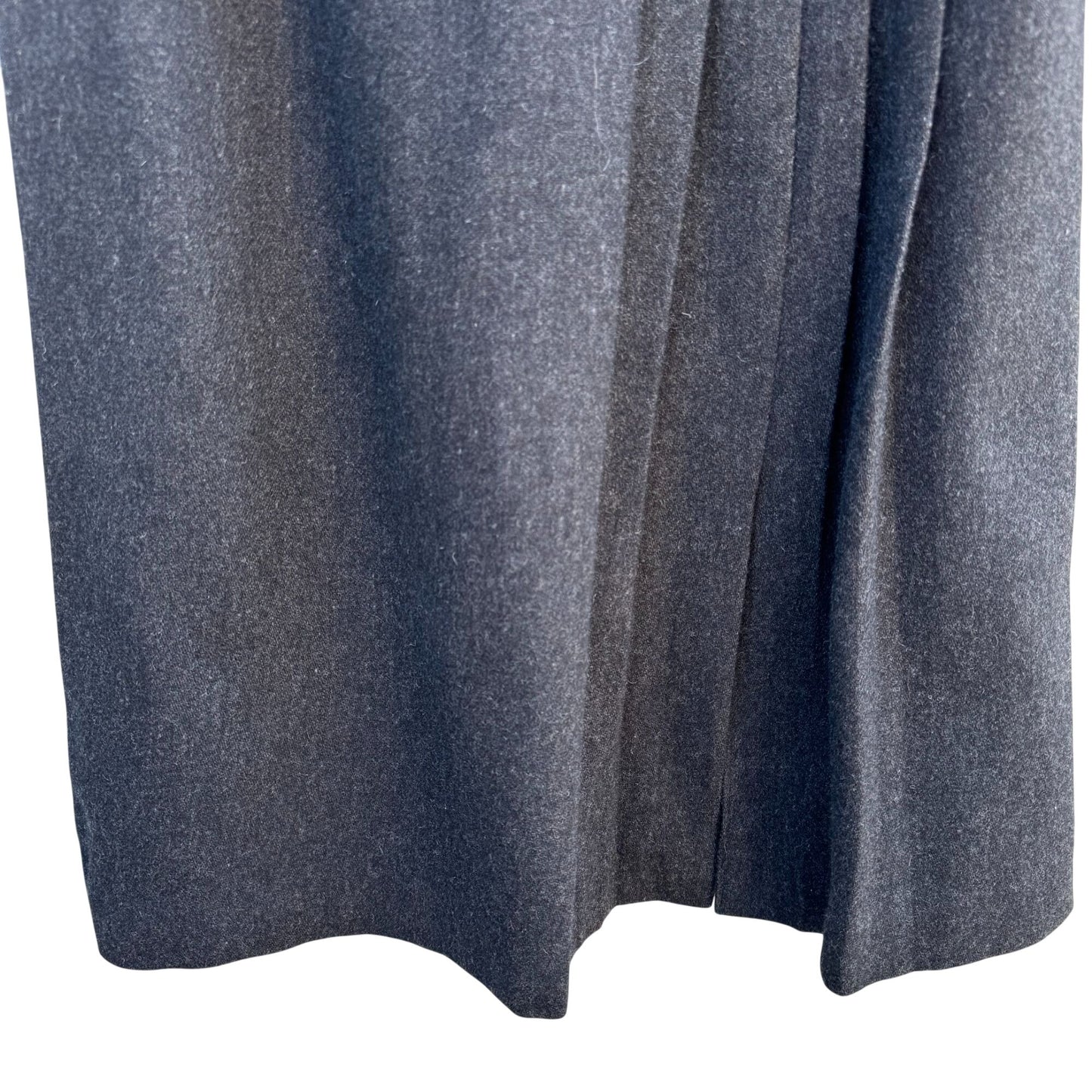 Evan-Picone I Magnin Vintage Wool Blend Inverted Side Pleat Midi Skirt Charcoal